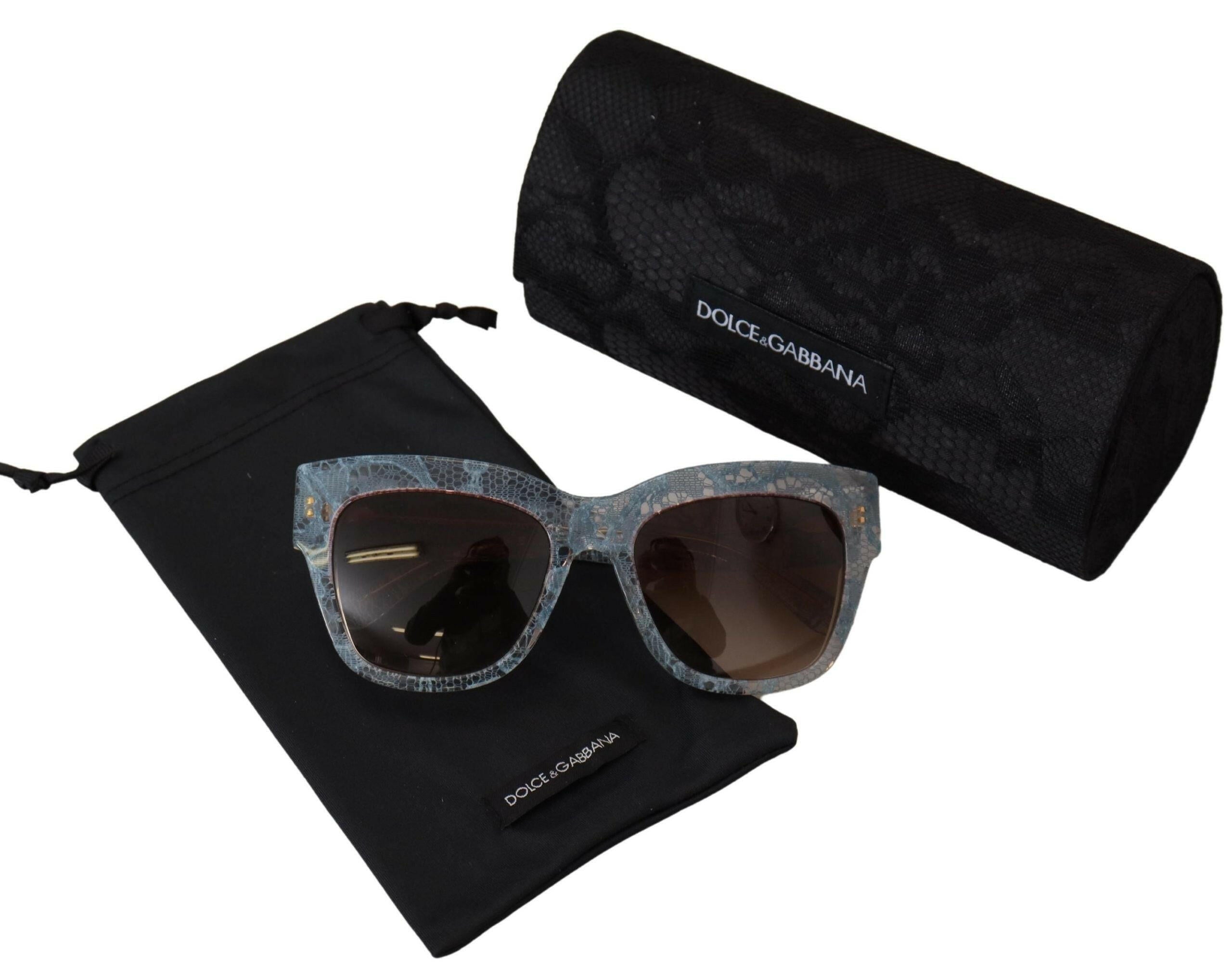 Dolce & Gabbana Blue Lace Acetate Rectangle DG4231 Shades Sunglasses.