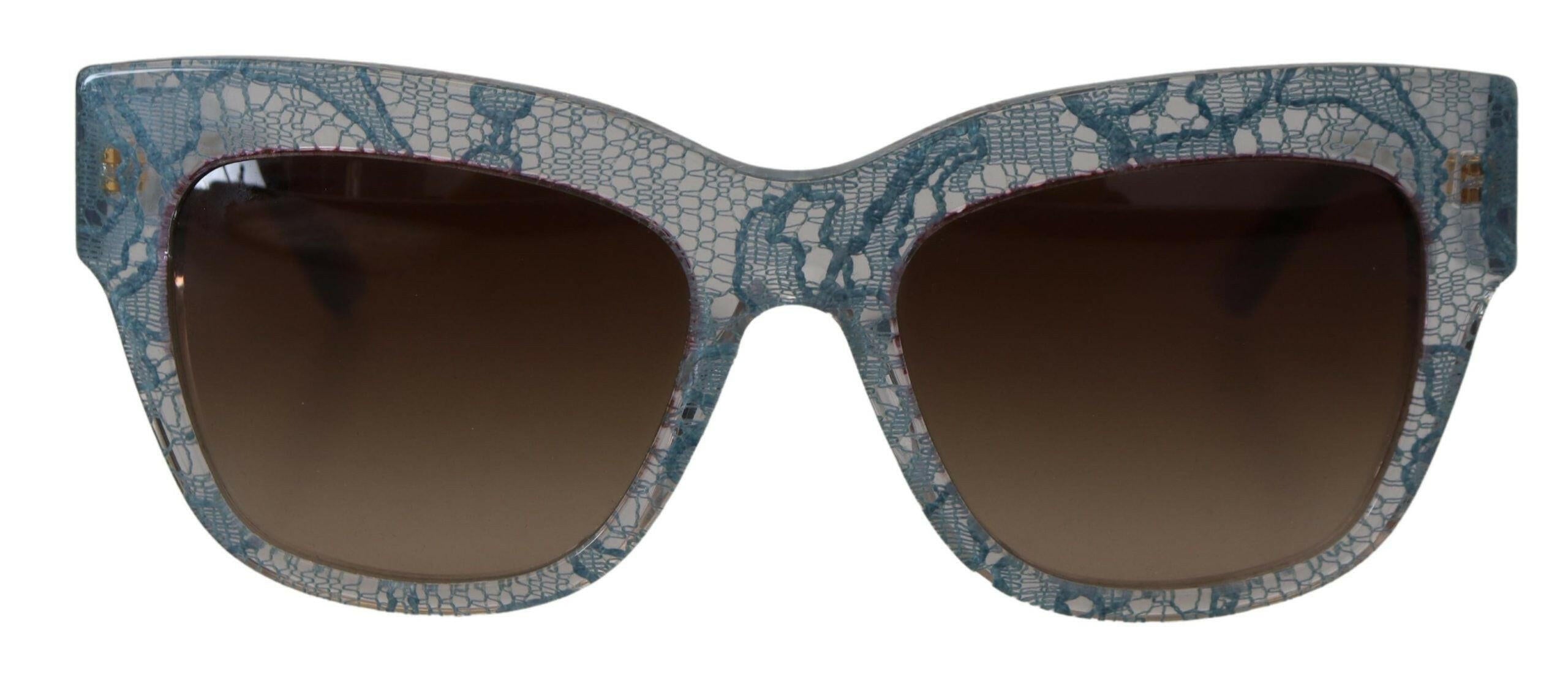 Dolce & Gabbana Blue Lace Acetate Rectangle DG4231 Shades Sunglasses.