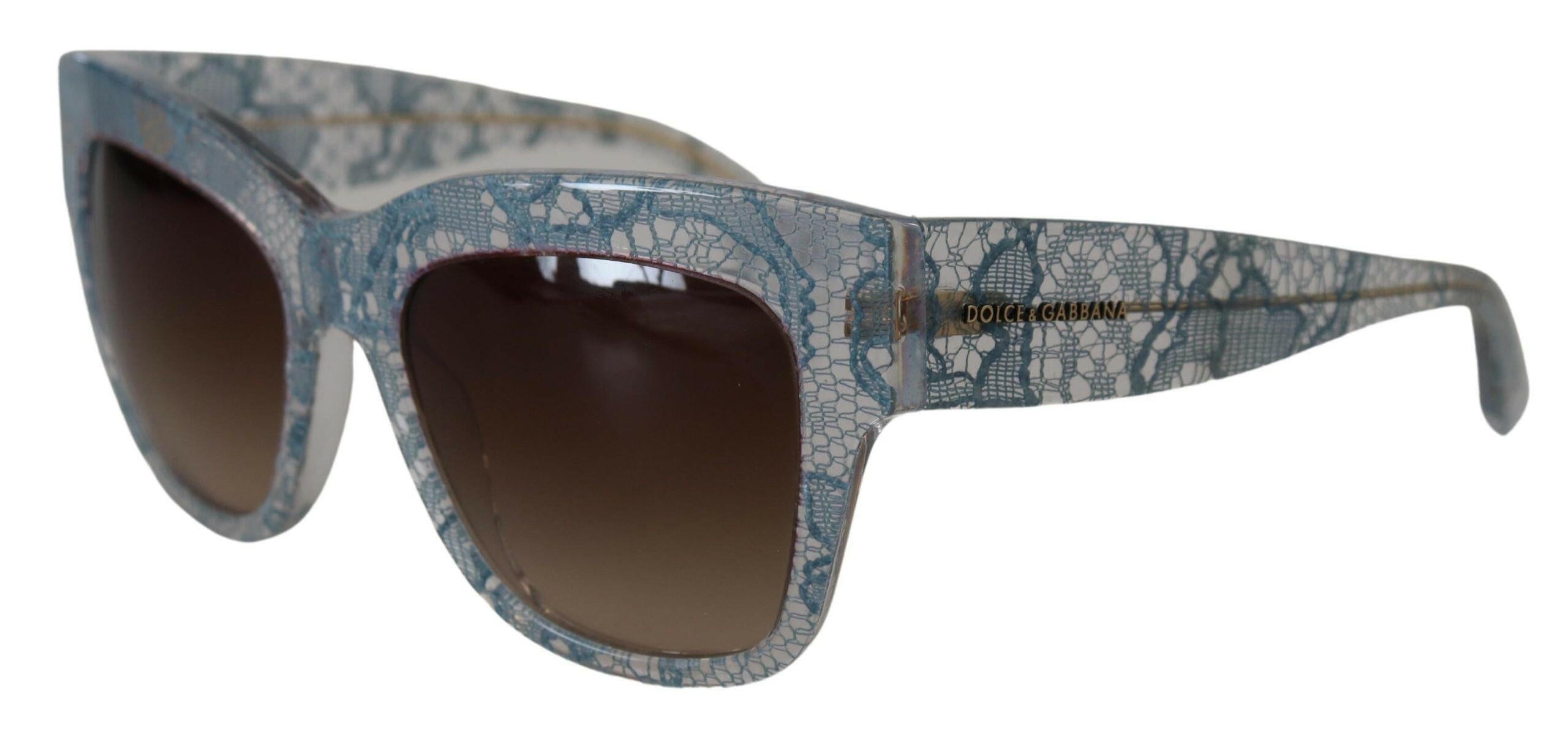 Dolce & Gabbana Blue Lace Acetate Rectangle DG4231 Shades Sunglasses.