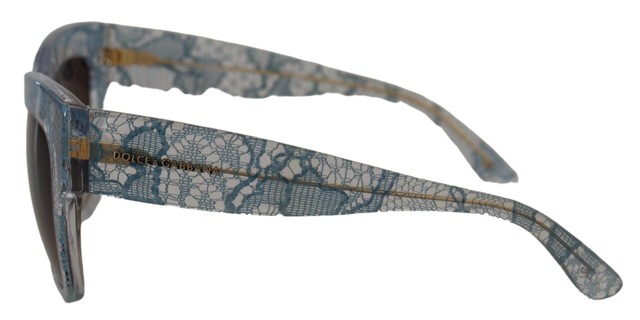 Dolce & Gabbana Blue Lace Acetate Rectangle DG4231 Shades Sunglasses.
