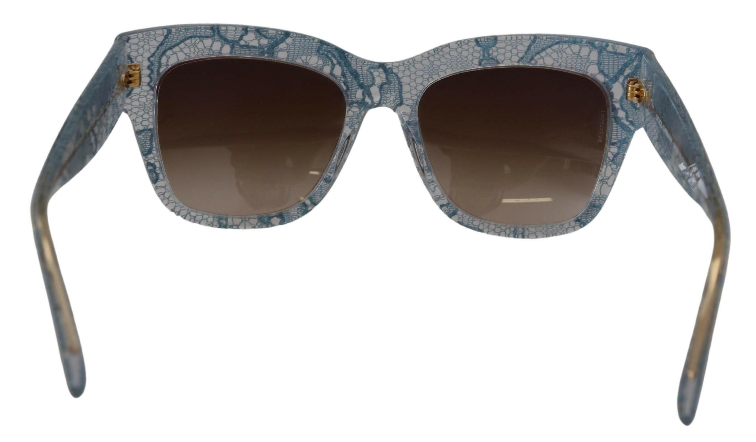 Dolce & Gabbana Blue Lace Acetate Rectangle DG4231 Shades Sunglasses.