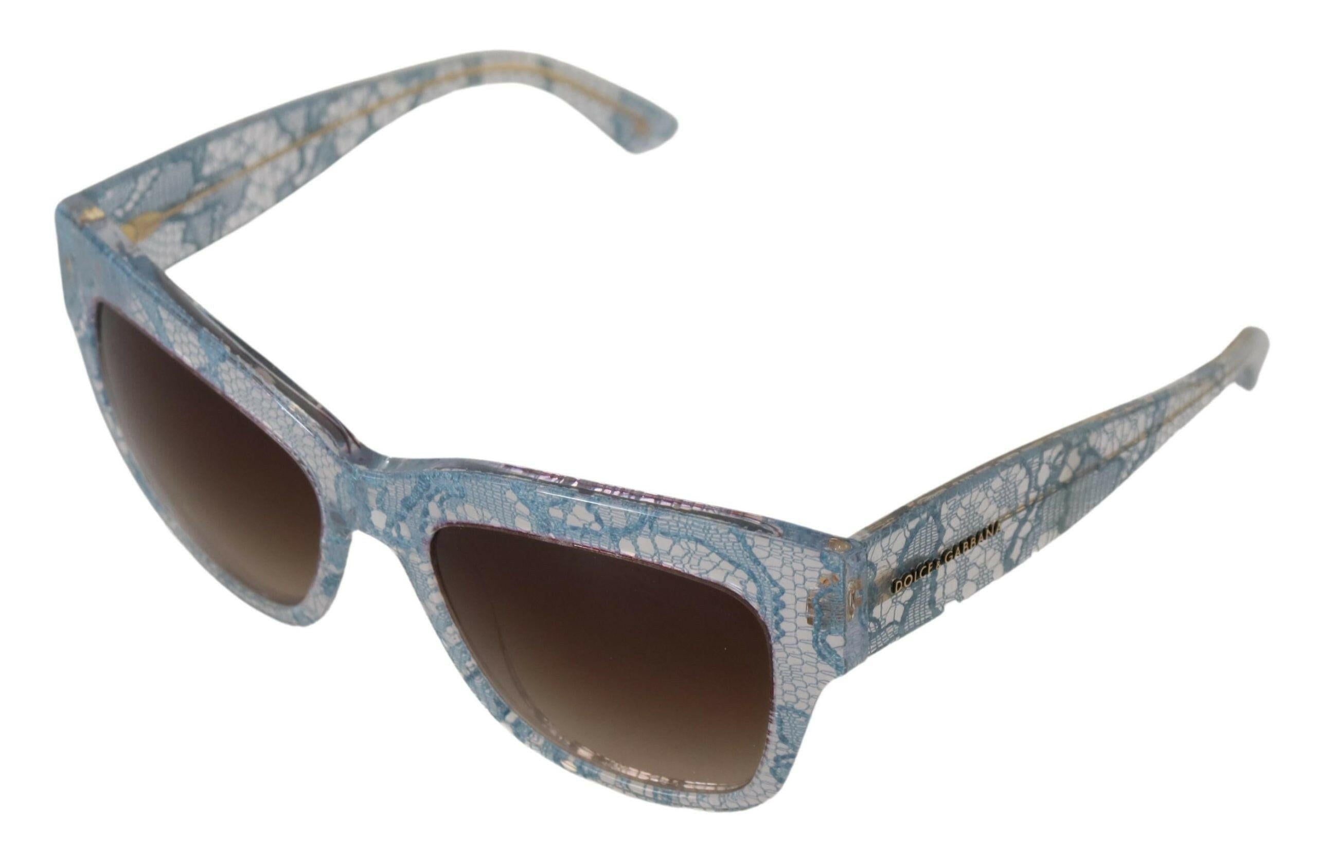 Dolce & Gabbana Blue Lace Acetate Rectangle DG4231 Shades Sunglasses.