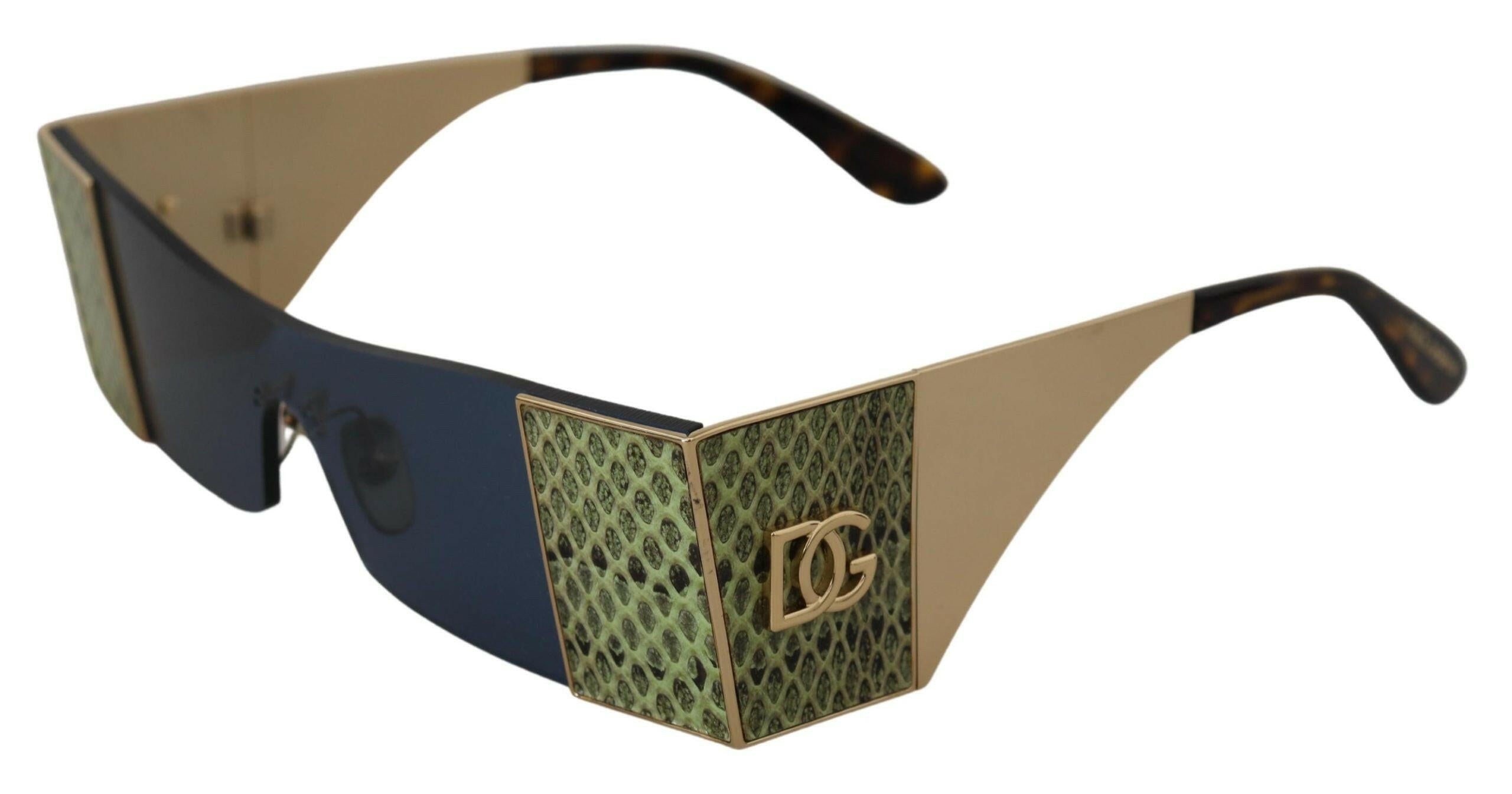 Dolce & Gabbana Gold Metal Rectangle Shades DG2263 Sunglasses.