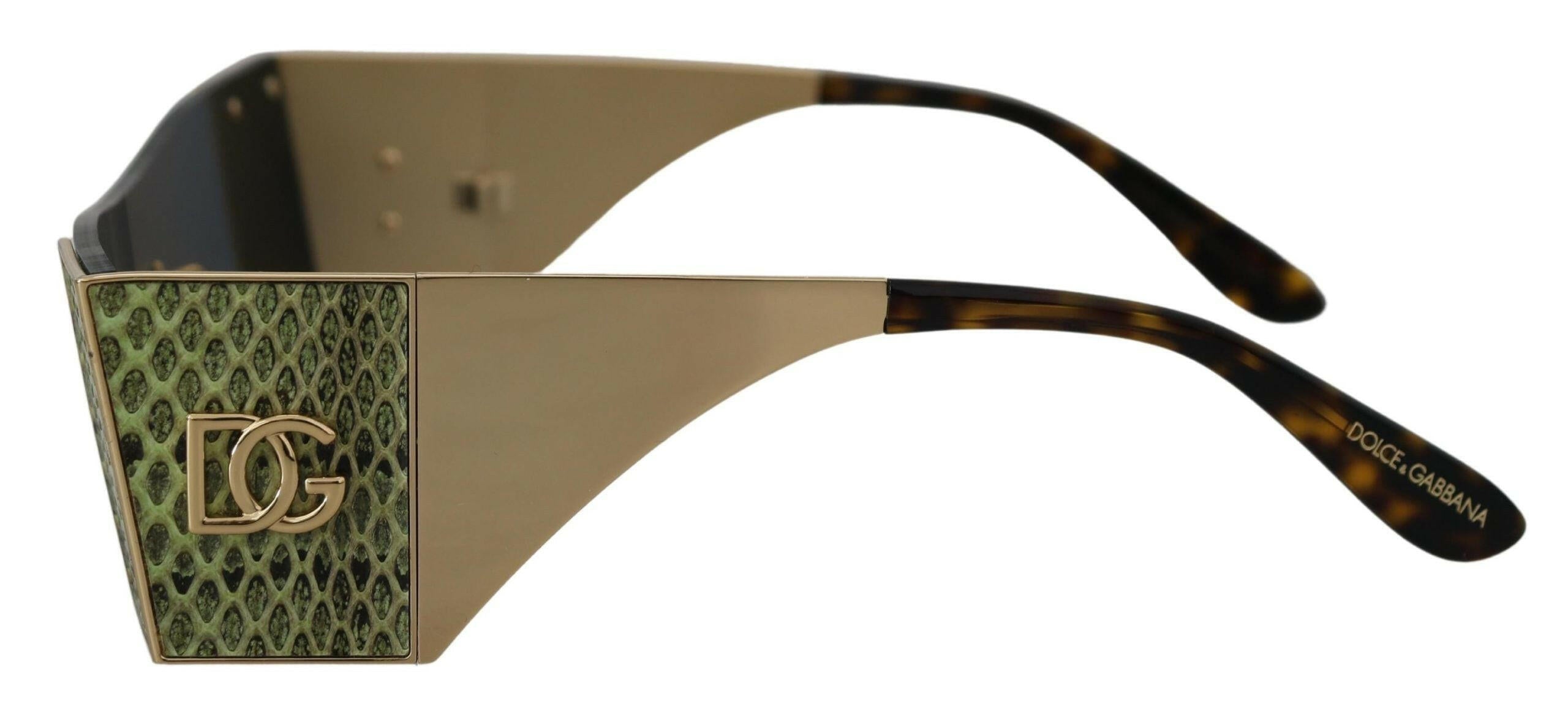 Dolce & Gabbana Gold Metal Rectangle Shades DG2263 Sunglasses.