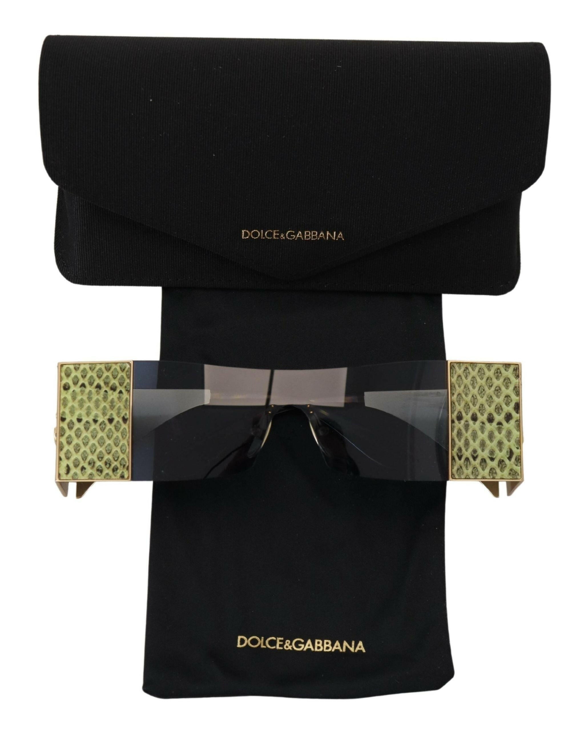 Dolce & Gabbana Gold Metal Rectangle Shades DG2263 Sunglasses.