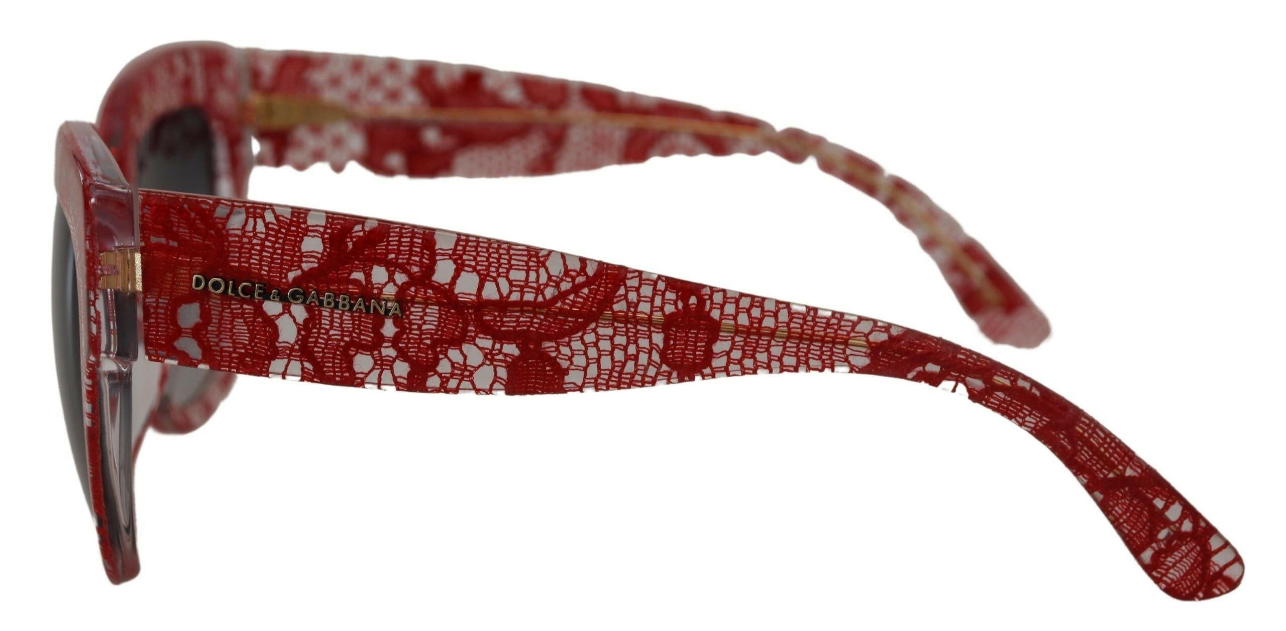 Dolce & Gabbana Red Lace Acetate Rectangle Shades  DG4231F  Sunglasses.