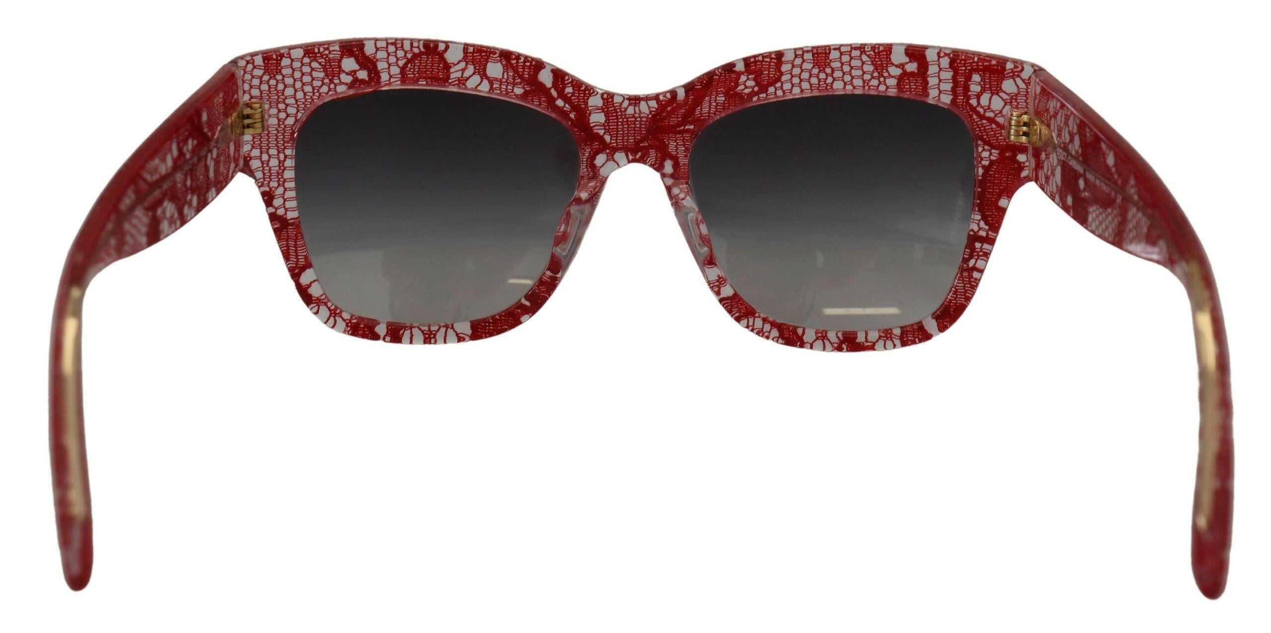 Dolce & Gabbana Red Lace Acetate Rectangle Shades  DG4231F  Sunglasses.