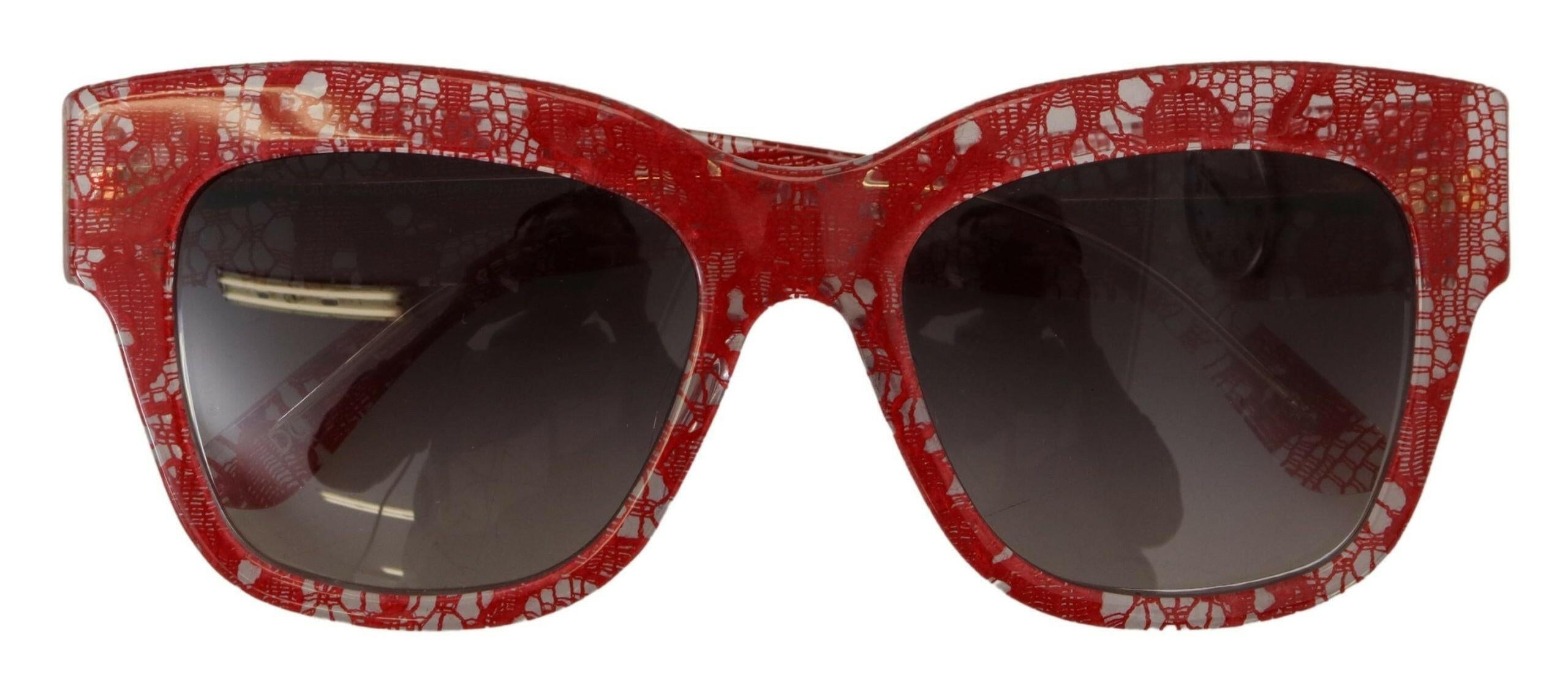 Dolce & Gabbana Red Lace Acetate Rectangle Shades  DG4231F  Sunglasses.