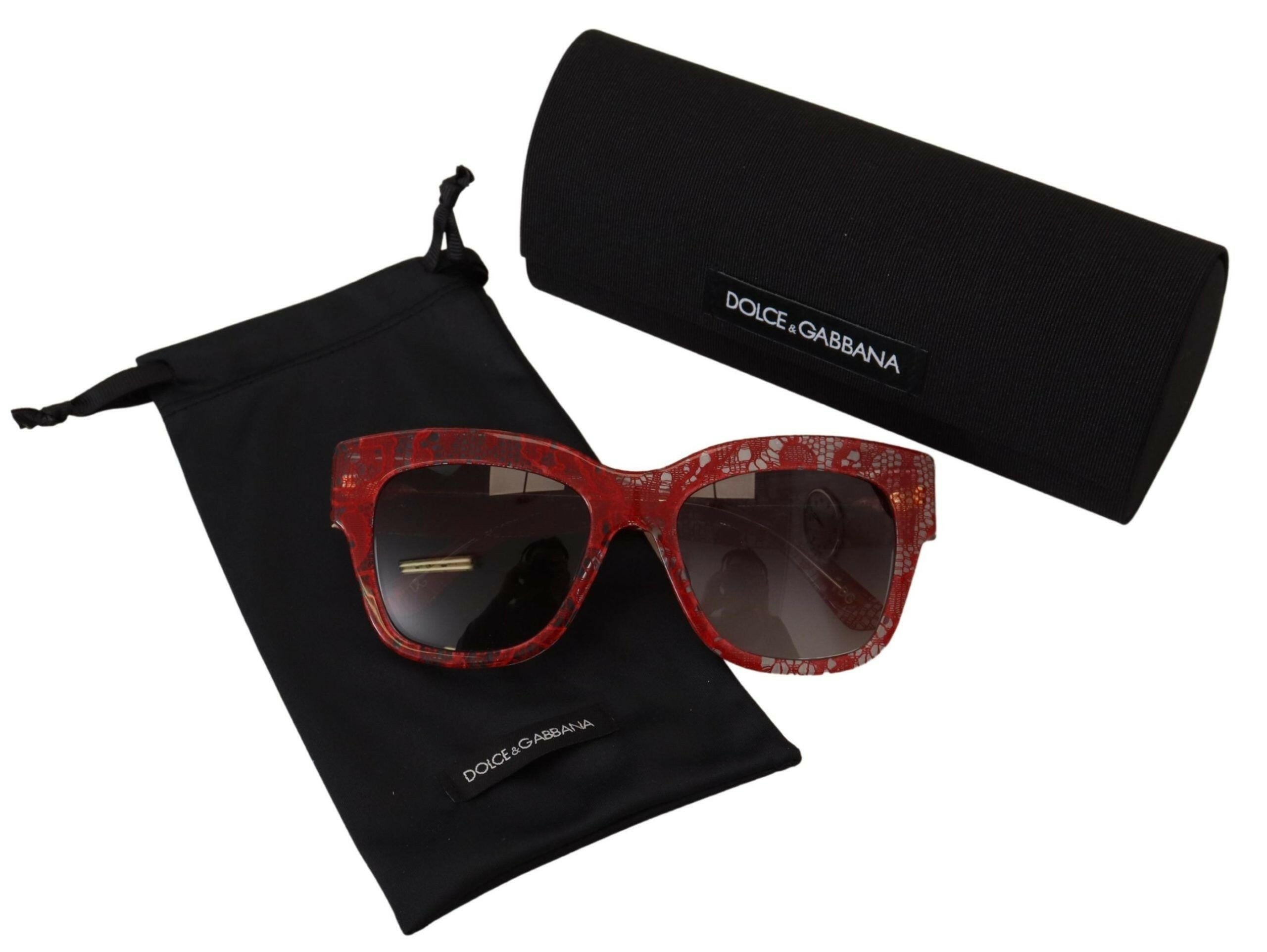 Dolce & Gabbana Red Lace Acetate Rectangle Shades  DG4231F  Sunglasses.