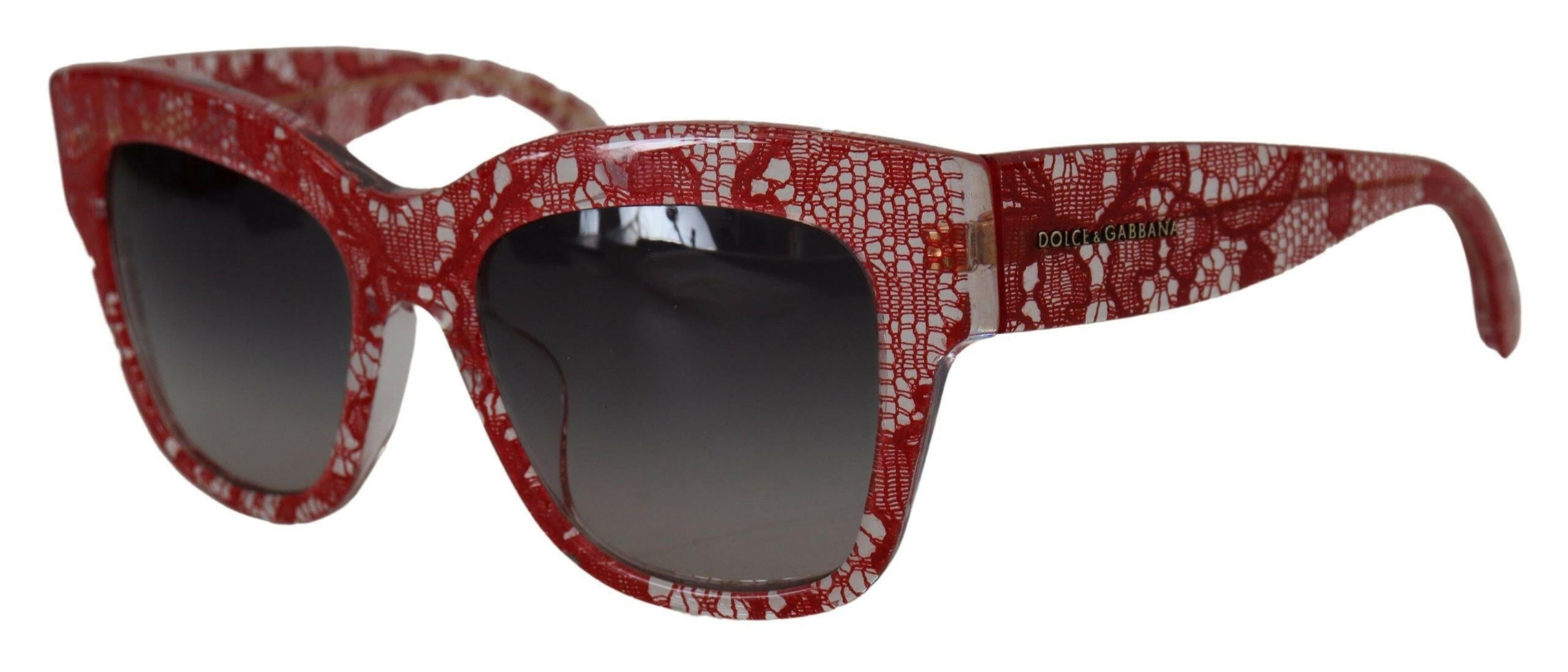 Dolce & Gabbana Red Lace Acetate Rectangle Shades  DG4231F  Sunglasses.
