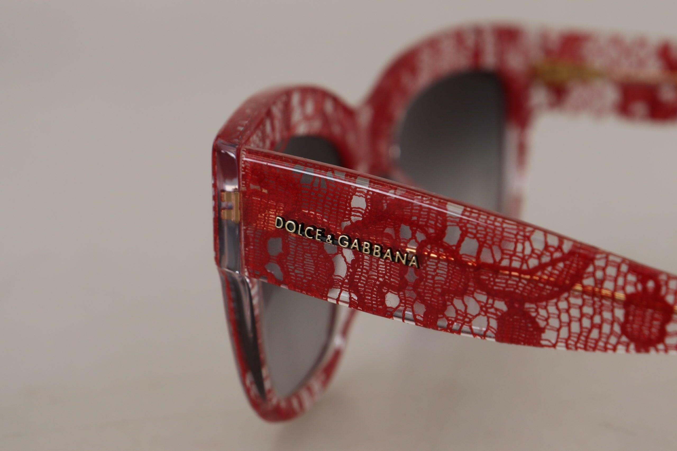 Dolce & Gabbana Red Lace Acetate Rectangle Shades  DG4231F  Sunglasses.