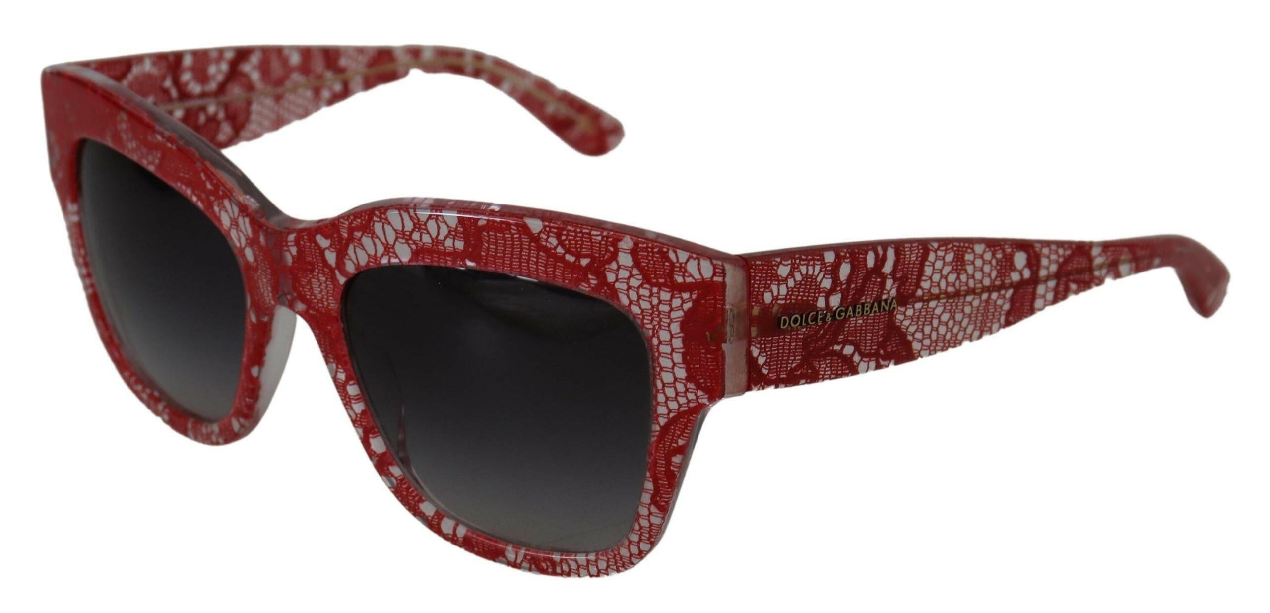 Dolce & Gabbana Red Lace Acetate Rectangle Shades DG4231Sunglasses.