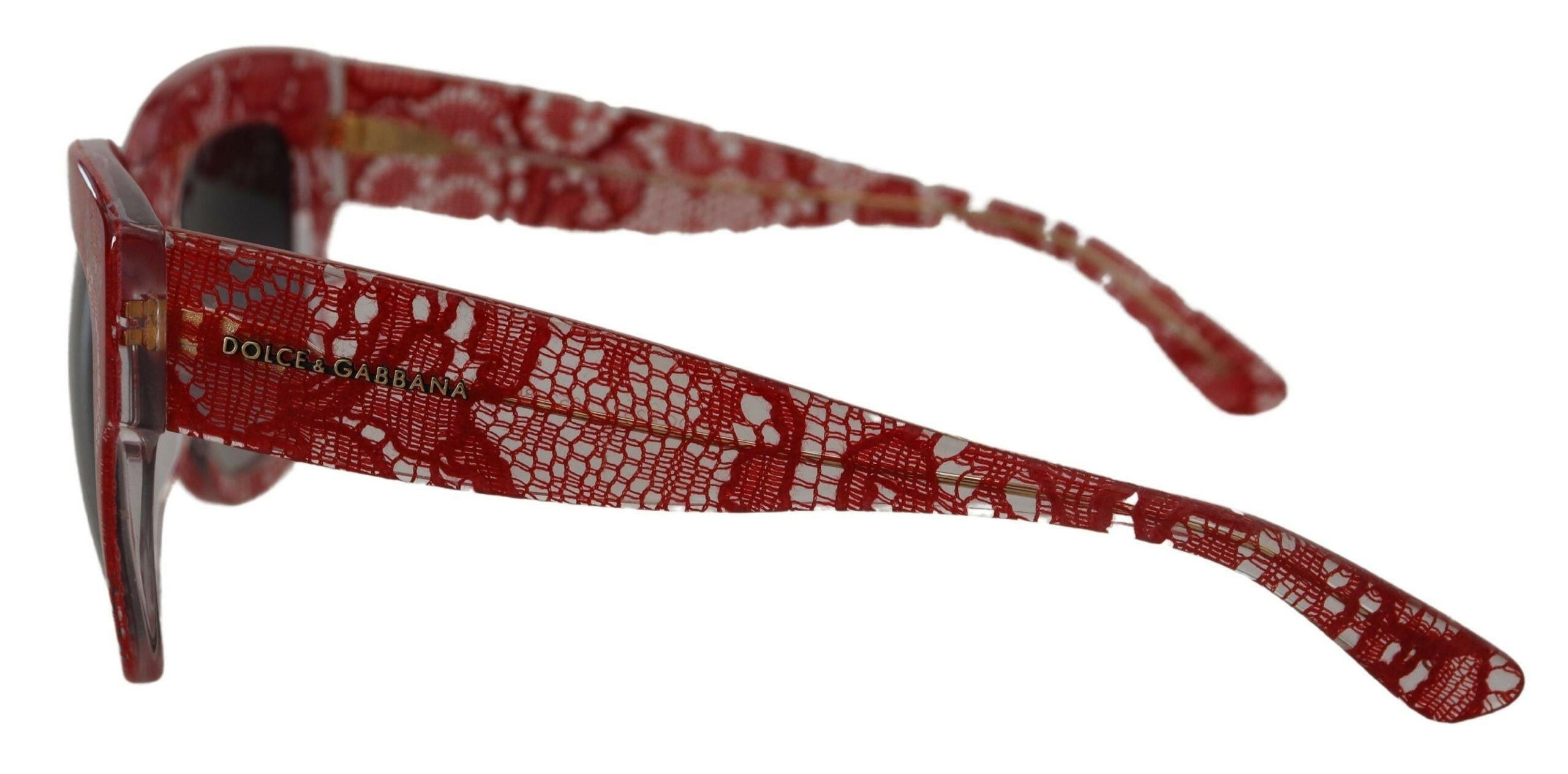 Dolce & Gabbana Red Lace Acetate Rectangle Shades DG4231Sunglasses.
