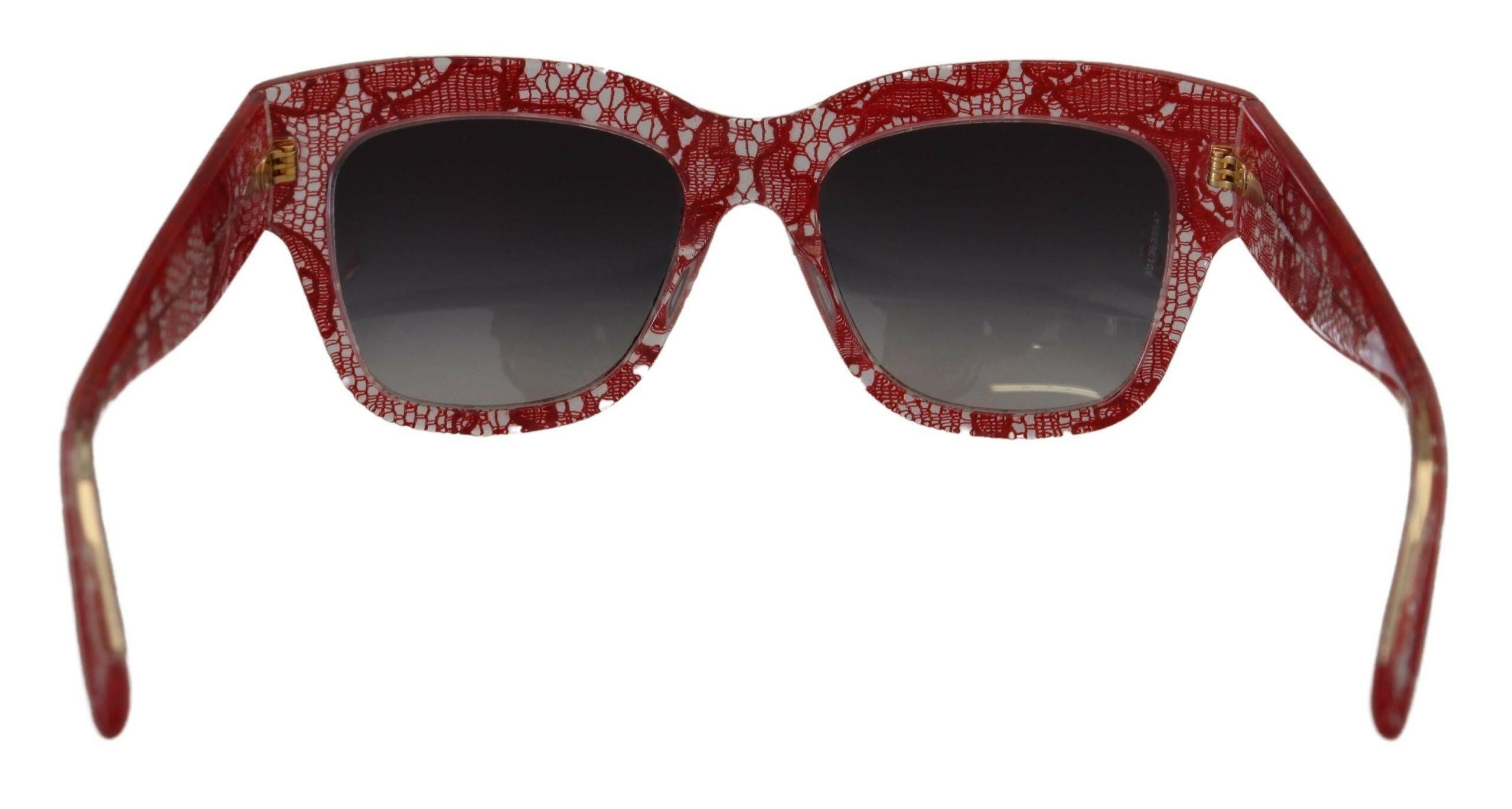 Dolce & Gabbana Red Lace Acetate Rectangle Shades DG4231Sunglasses.