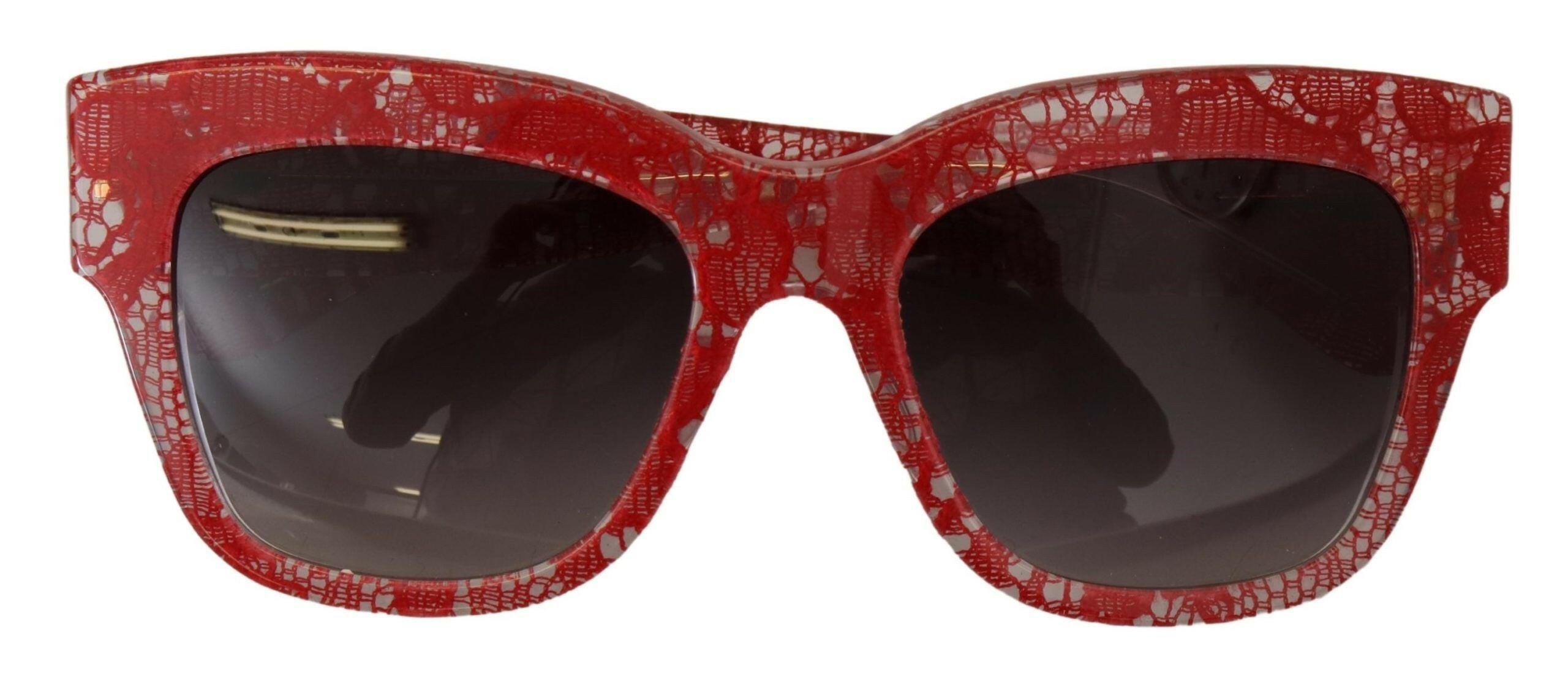 Dolce & Gabbana Red Lace Acetate Rectangle Shades DG4231Sunglasses.