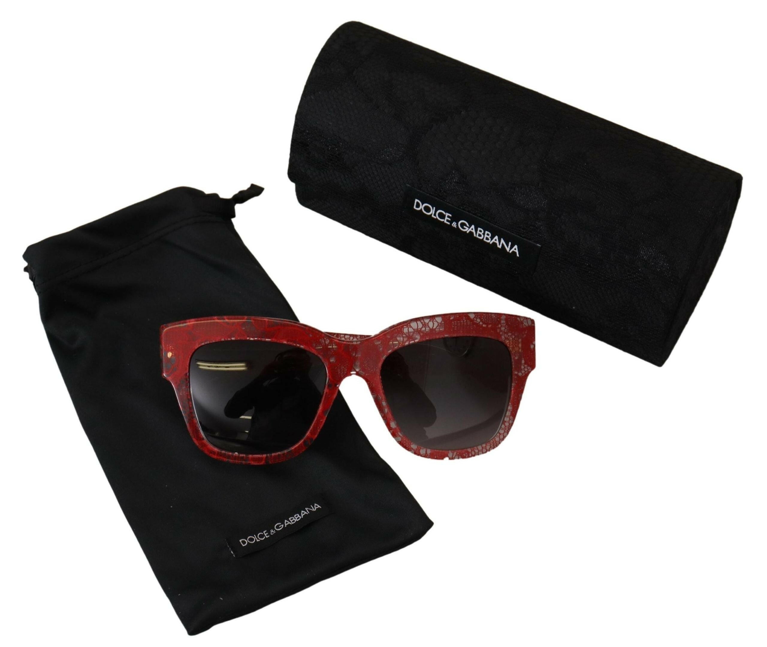 Dolce & Gabbana Red Lace Acetate Rectangle Shades DG4231Sunglasses.