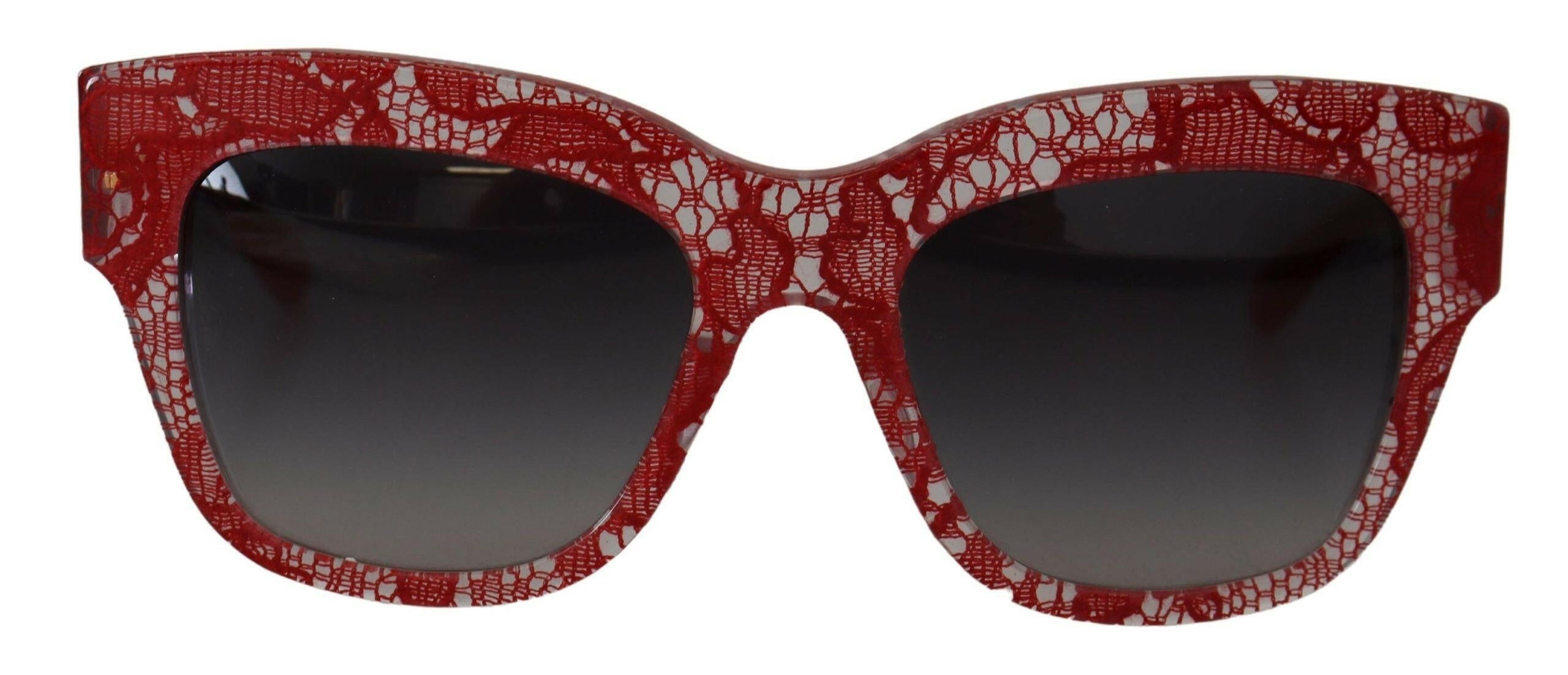 Dolce & Gabbana Red Lace Acetate Rectangle Shades DG4231Sunglasses.