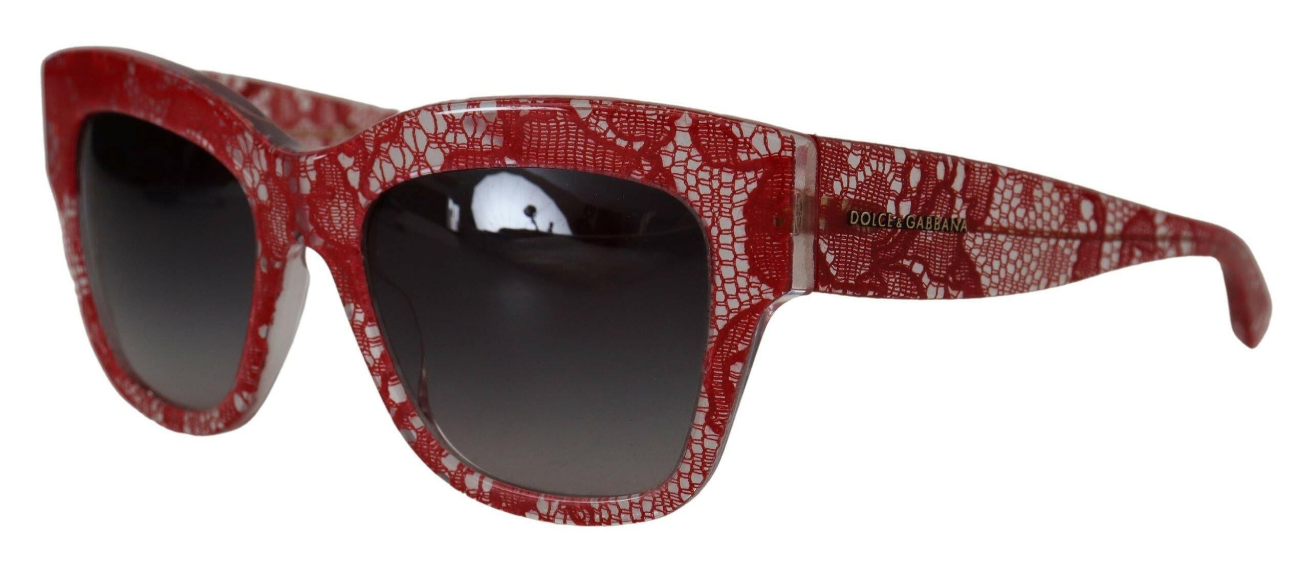 Dolce & Gabbana Red Lace Acetate Rectangle Shades DG4231Sunglasses.