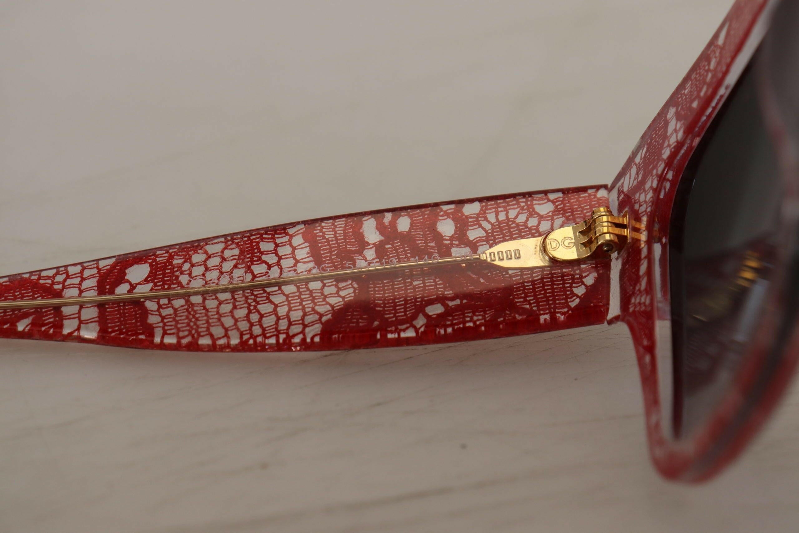 Dolce & Gabbana Red Lace Acetate Rectangle Shades DG4231Sunglasses.