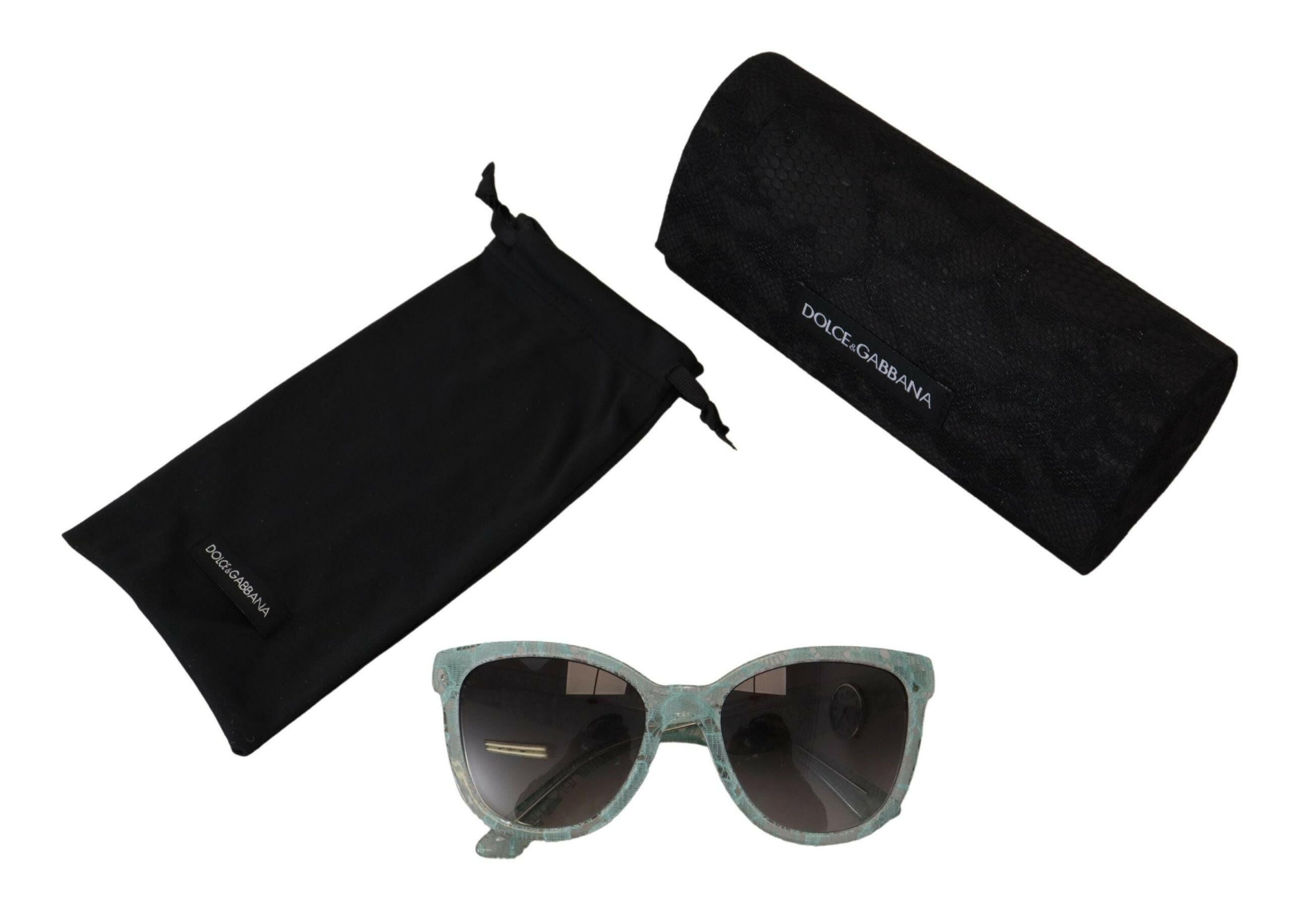 Dolce & Gabbana Blue Lace Acetate Crystal Round DG4190 Sunglasses.