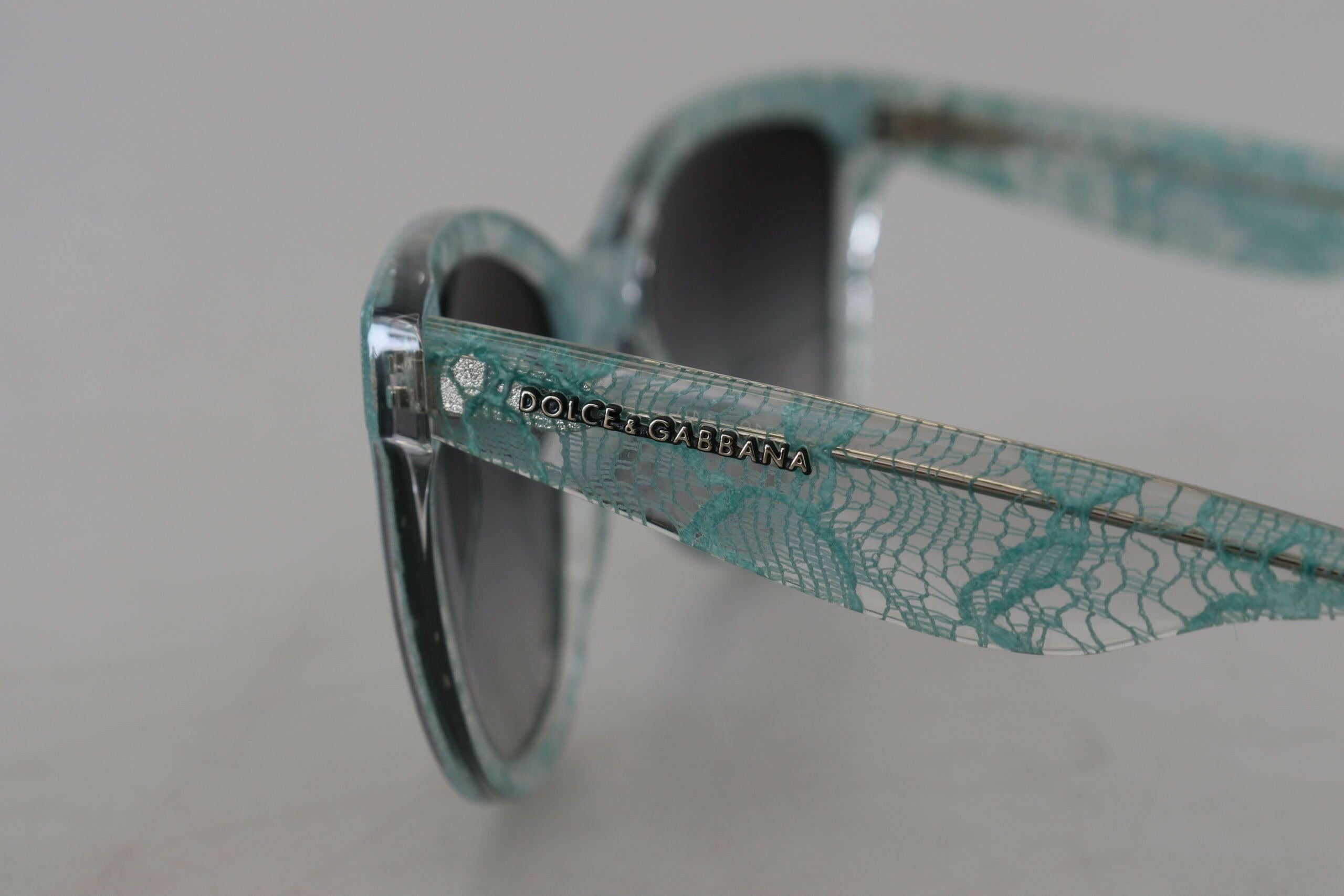 Dolce & Gabbana Blue Lace Acetate Crystal Round DG4190 Sunglasses.