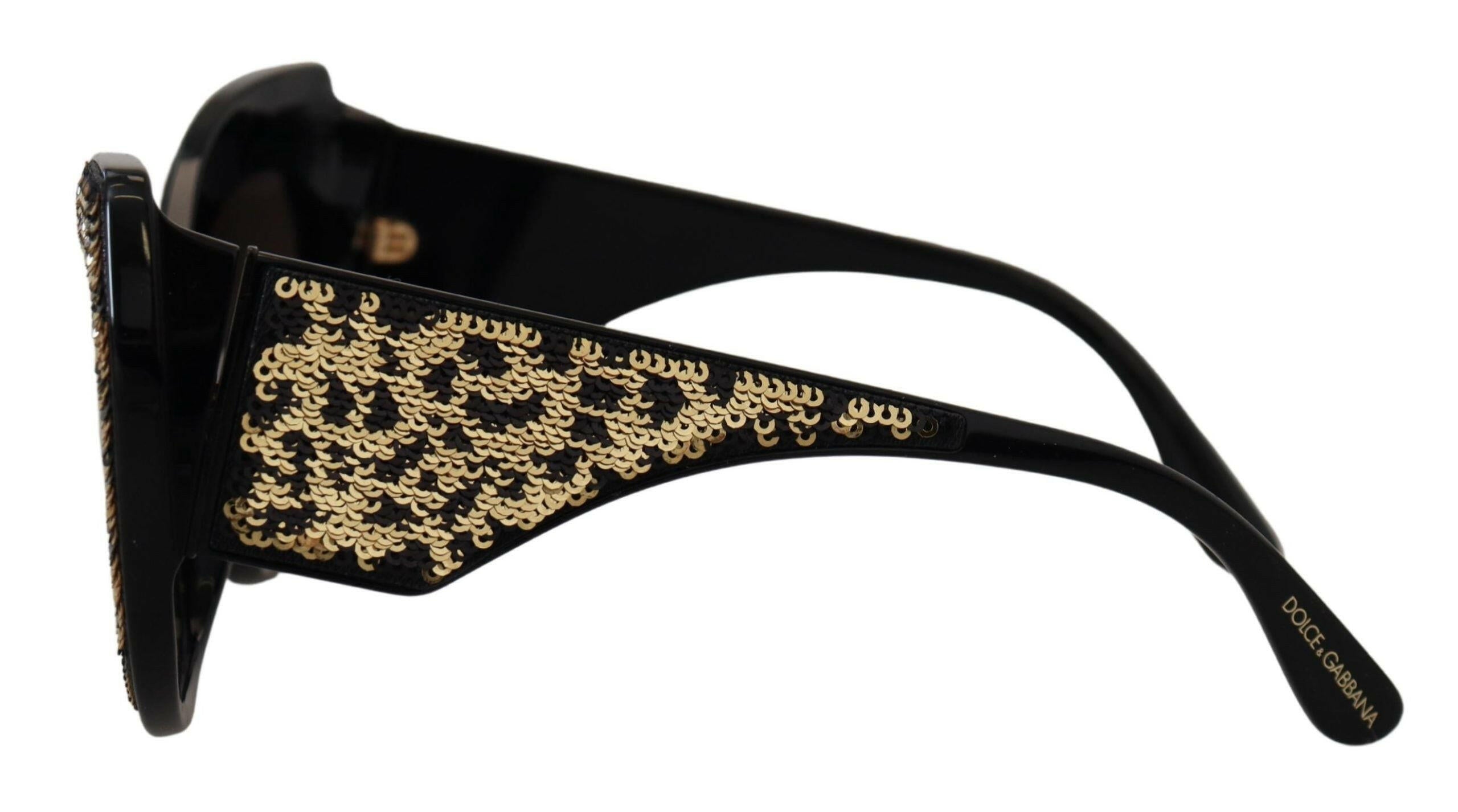 Dolce & Gabbana Black Gold Sequin Butterfly Polarized DG4326 Sunglasses.