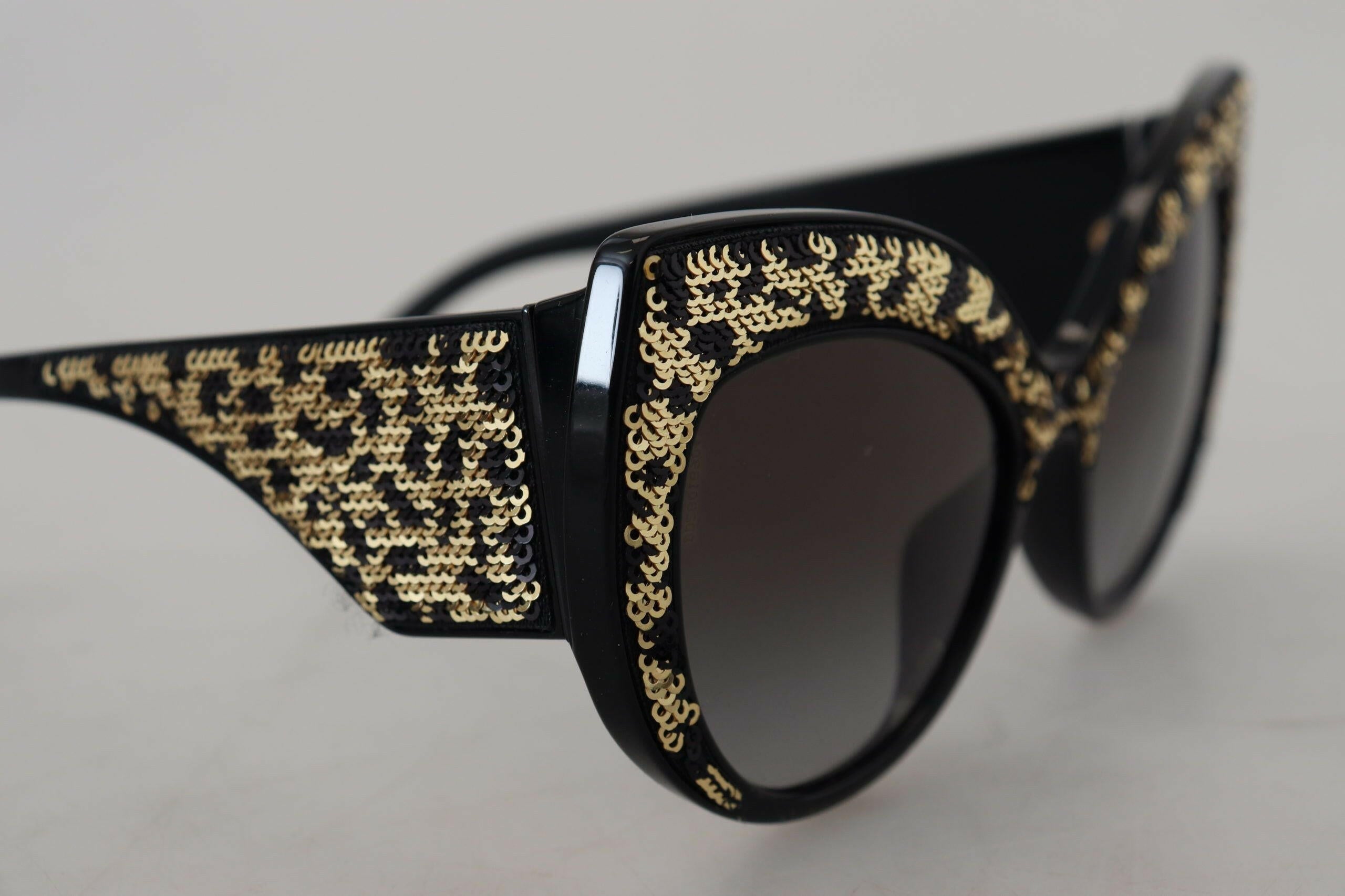 Dolce & Gabbana Black Gold Sequin Butterfly Polarized DG4326 Sunglasses.