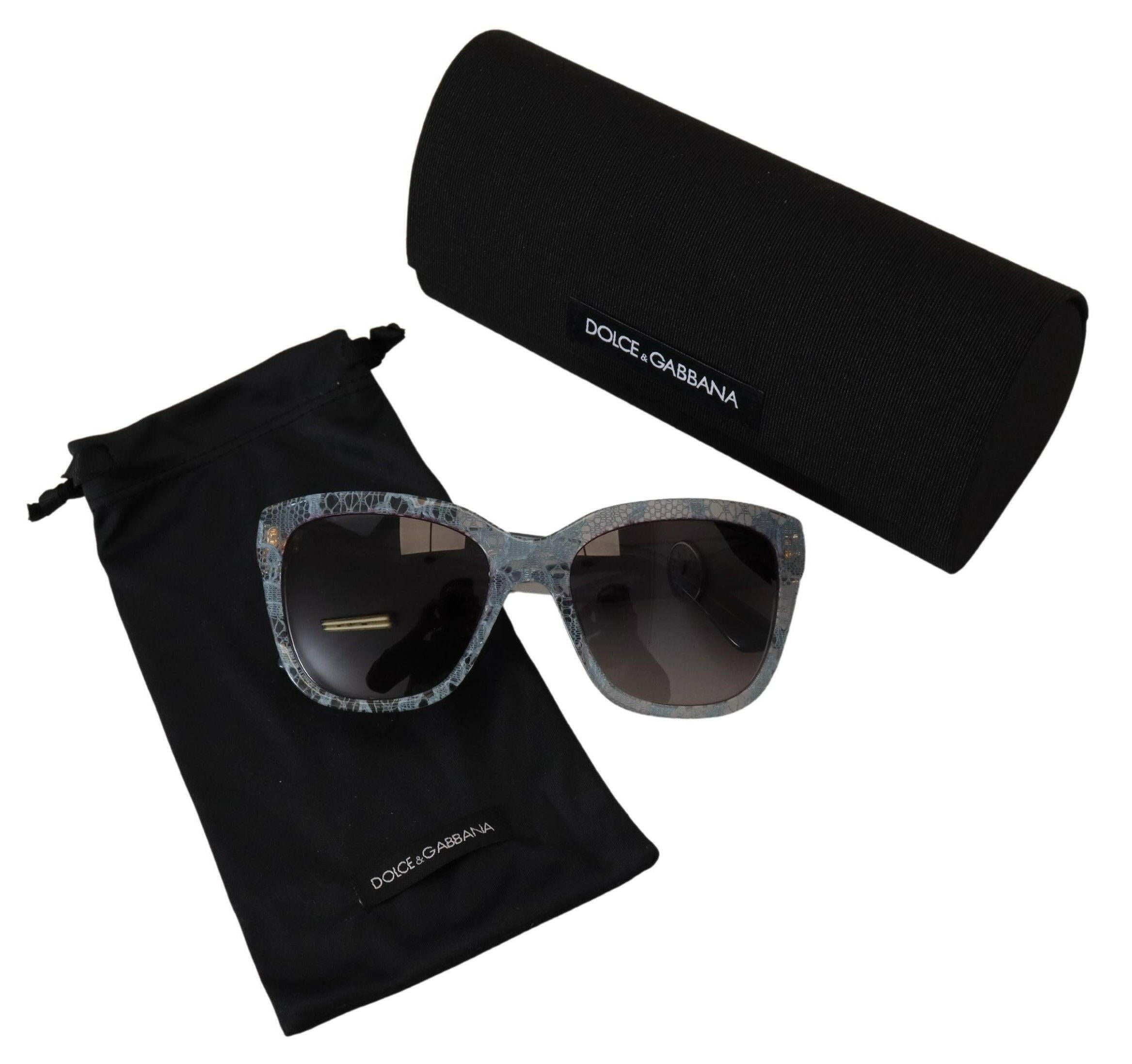 Dolce & Gabbana Blue Lace Acetate Rectangle Shades DG4226 Sunglasses.