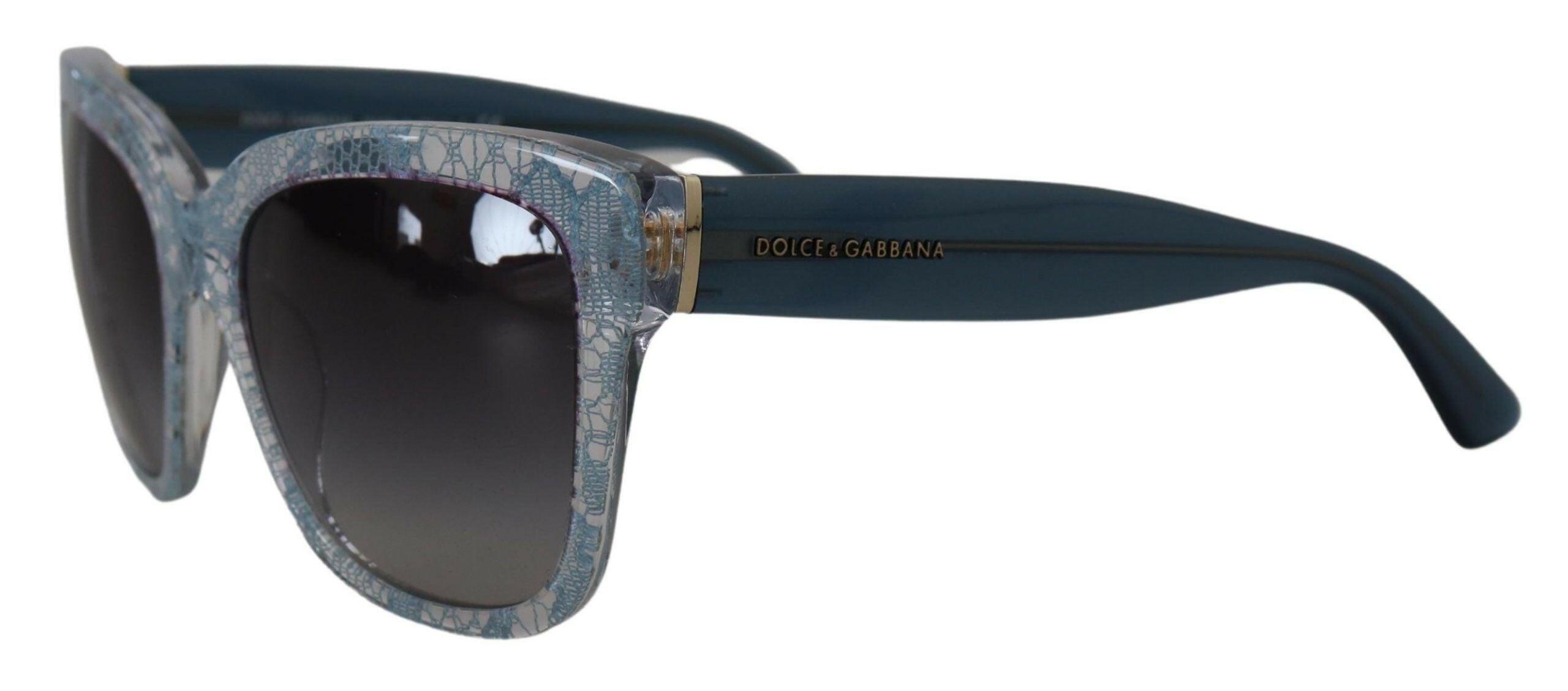 Dolce & Gabbana Blue Lace Acetate Rectangle Shades DG4226 Sunglasses.