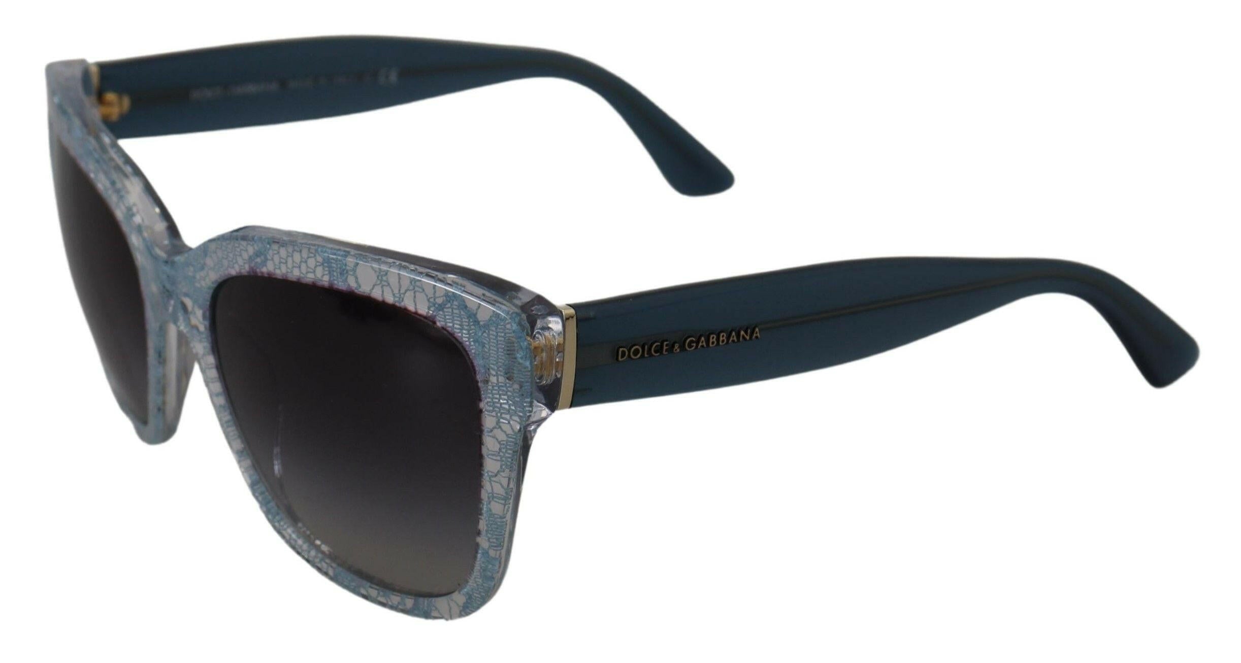 Dolce & Gabbana Blue Lace Acetate Rectangle Shades DG4226 Sunglasses.