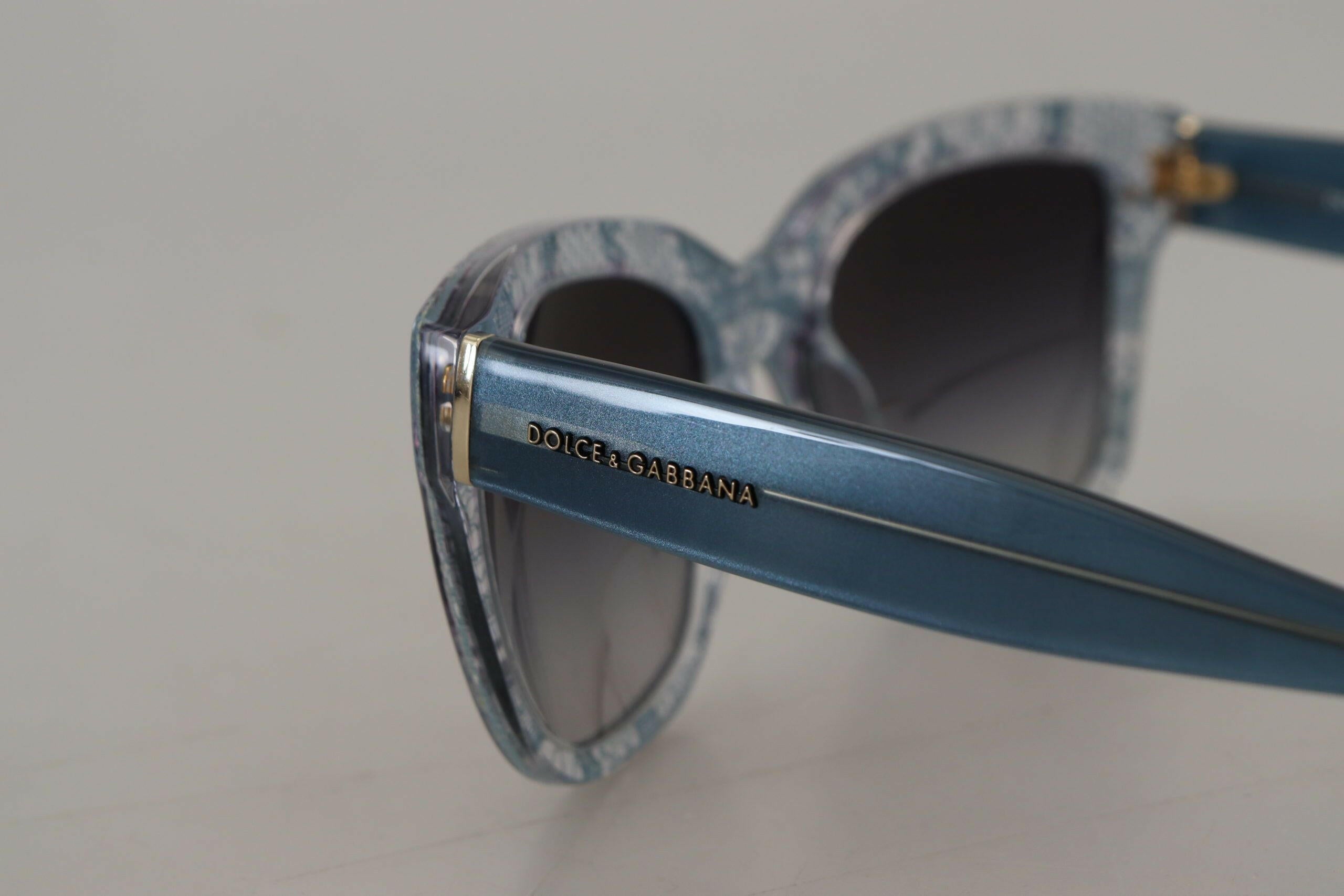 Dolce & Gabbana Blue Lace Acetate Rectangle Shades DG4226 Sunglasses.
