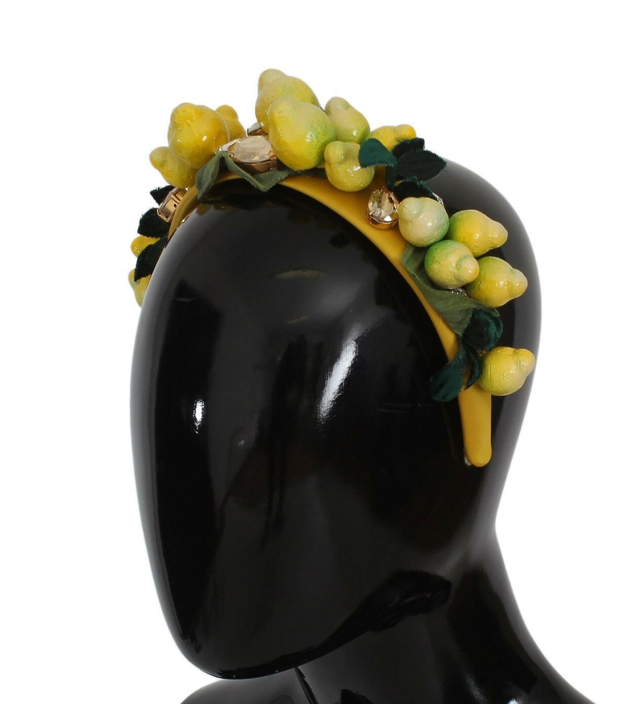 Dolce & Gabbana Yellow Lemons Sicily Crystal Diadem Tiara Headband.