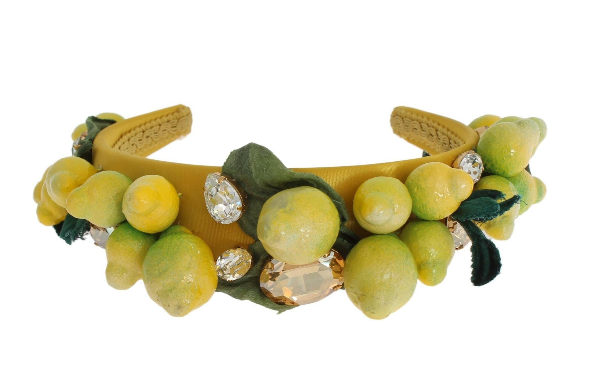 Dolce & Gabbana Yellow Lemons Sicily Crystal Diadem Tiara Headband.