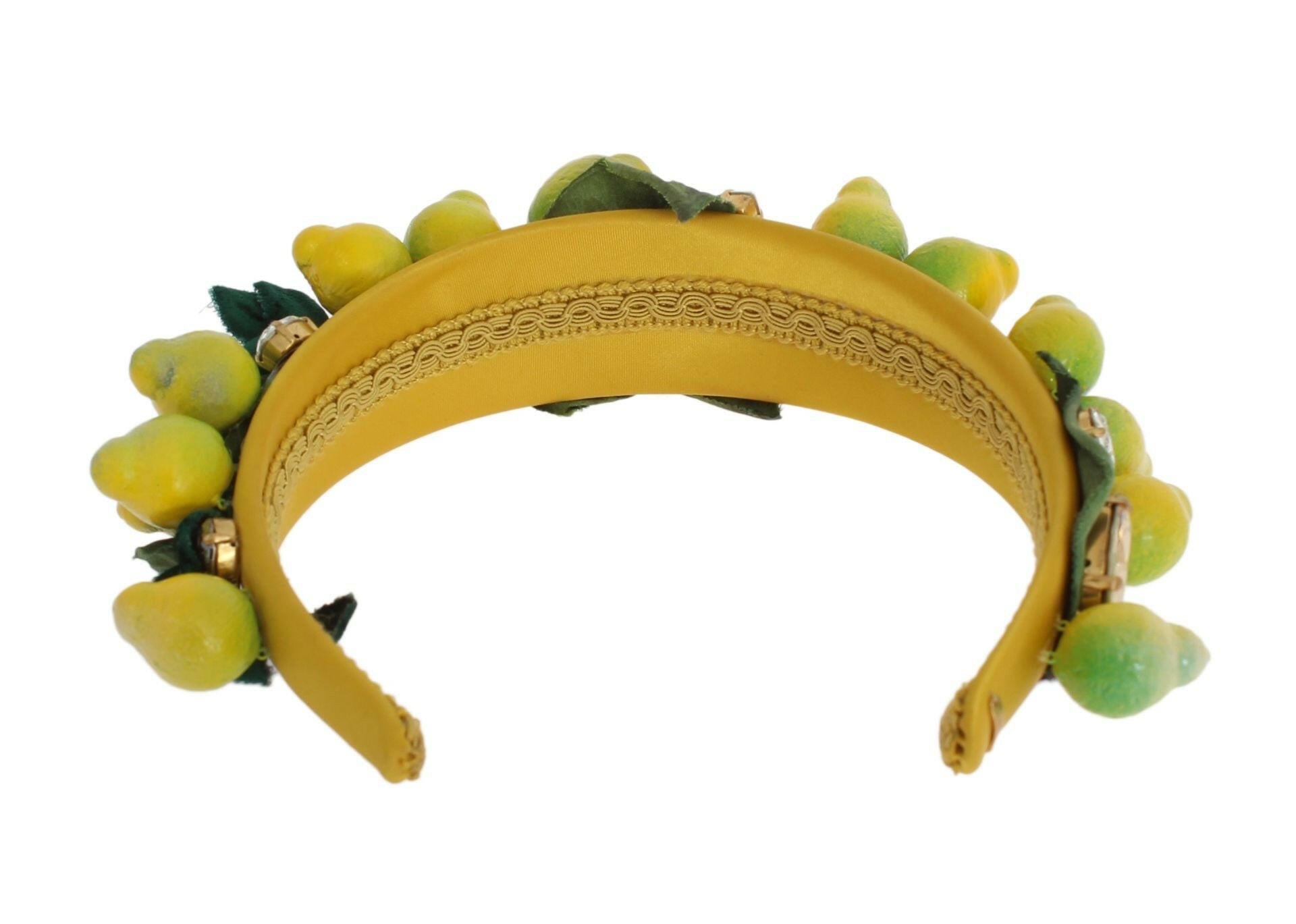 Dolce & Gabbana Yellow Lemons Sicily Crystal Diadem Tiara Headband.