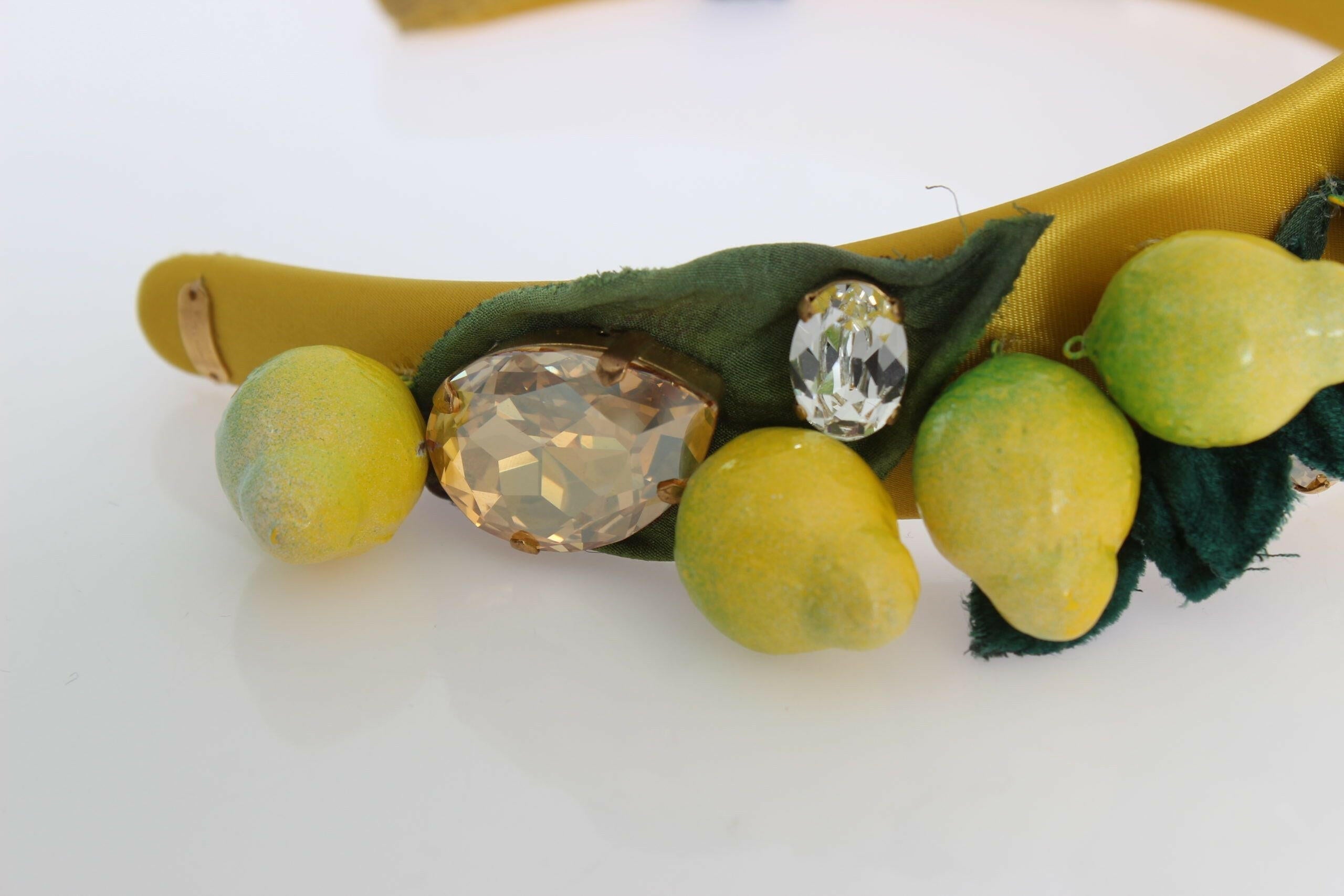 Dolce & Gabbana Yellow Lemons Sicily Crystal Diadem Tiara Headband.