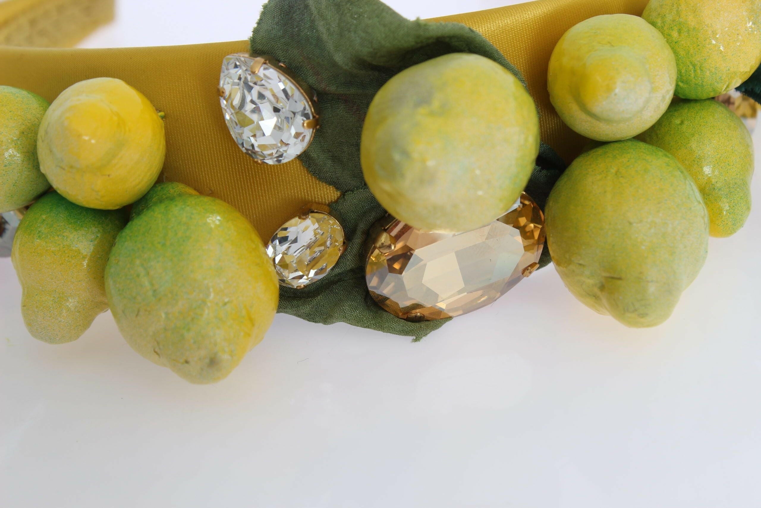 Dolce & Gabbana Yellow Lemons Sicily Crystal Diadem Tiara Headband.