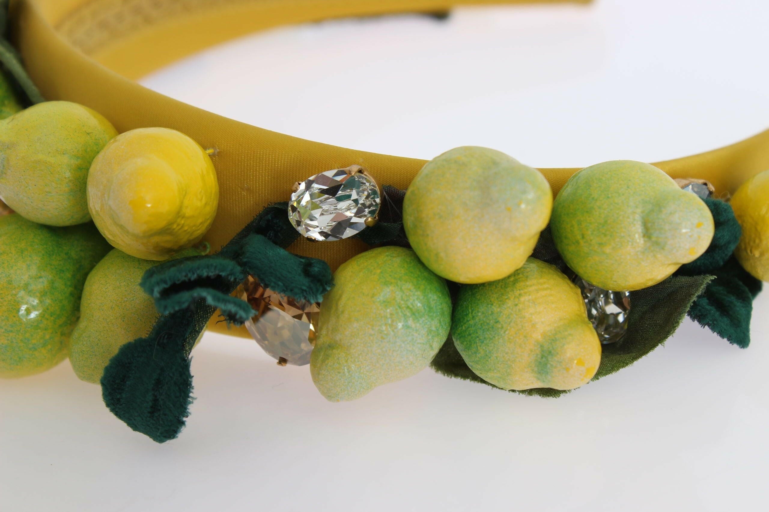 Dolce & Gabbana Yellow Lemons Sicily Crystal Diadem Tiara Headband.
