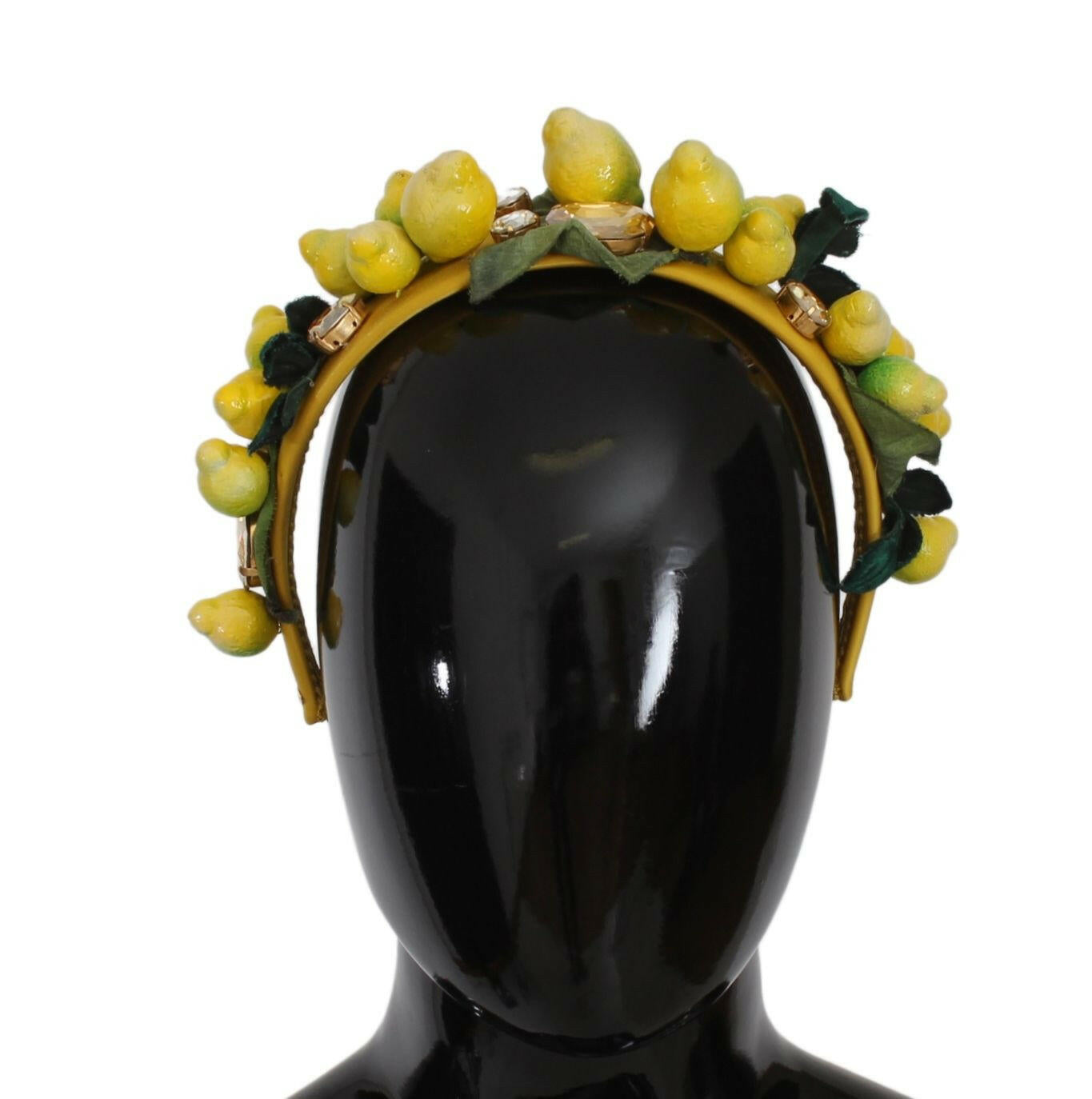 Dolce & Gabbana Yellow Lemons Sicily Crystal Diadem Tiara Headband.