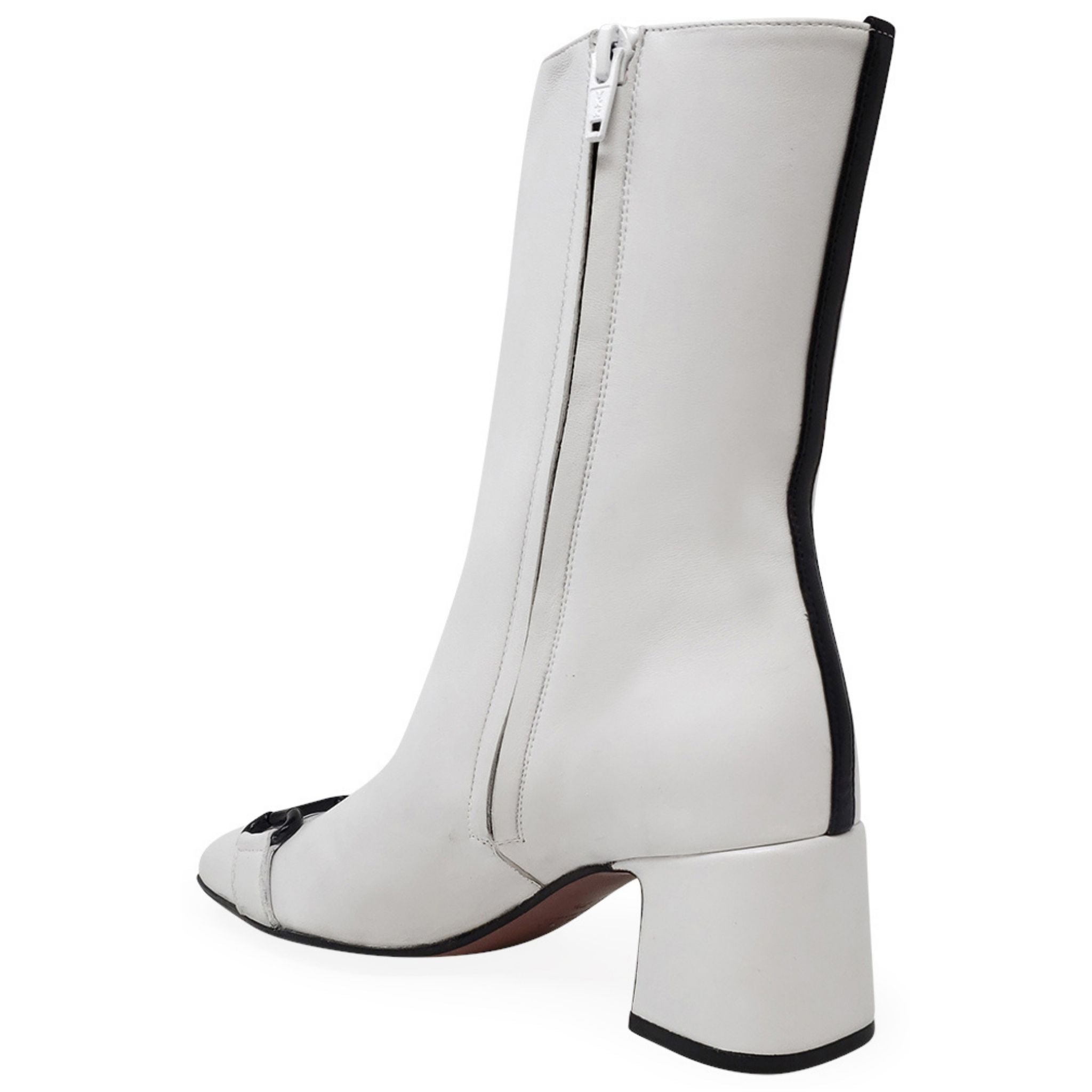 White Leather Back Stripe Boot