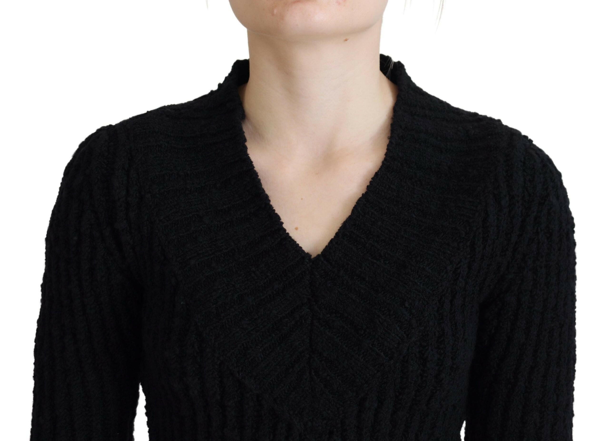 Dolce & Gabbana Black Wool Knitted Sheath Sweater Dress.
