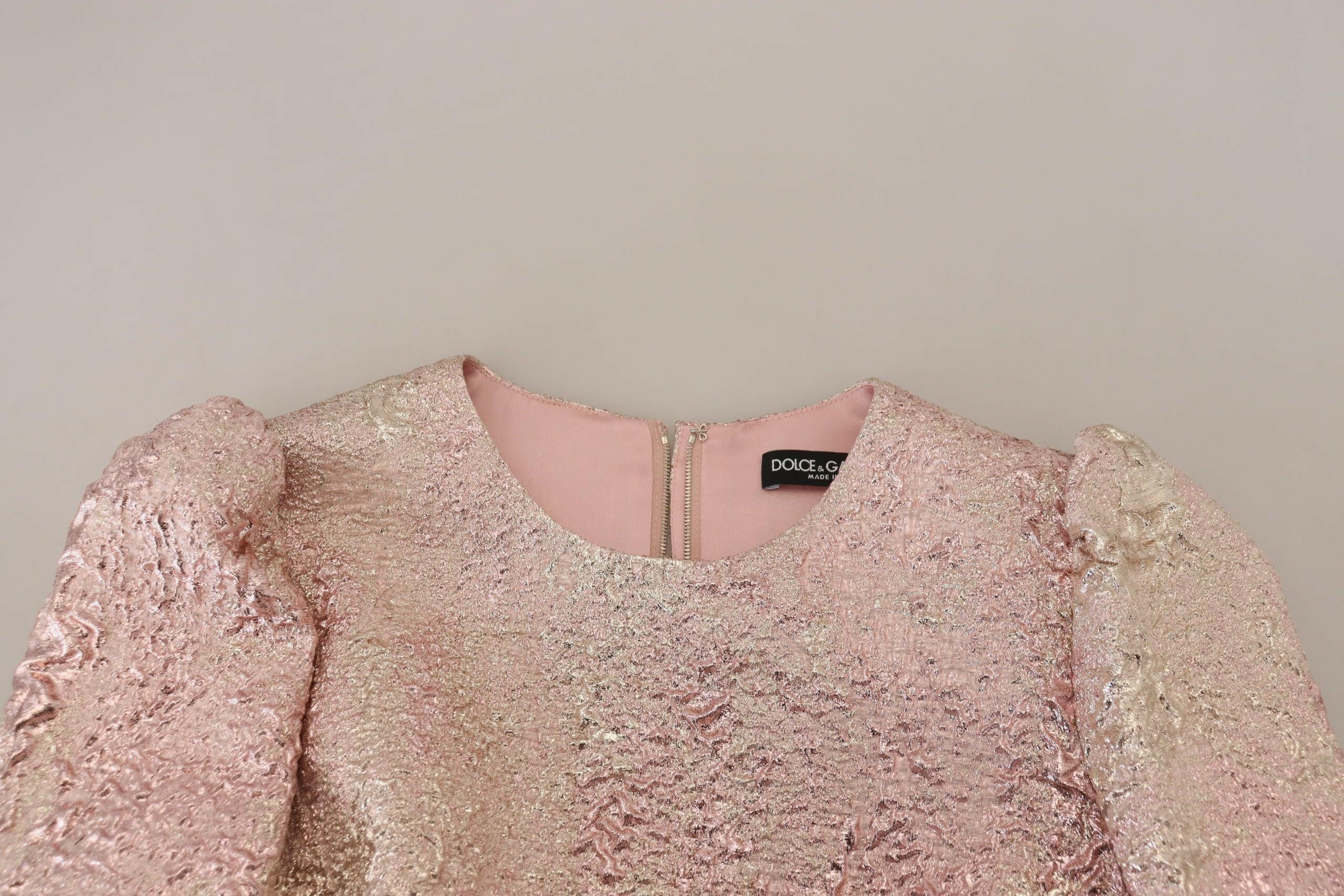 Dolce & Gabbana Pink Jaquard 3/4 Sleeve Sheath Midi Dress.