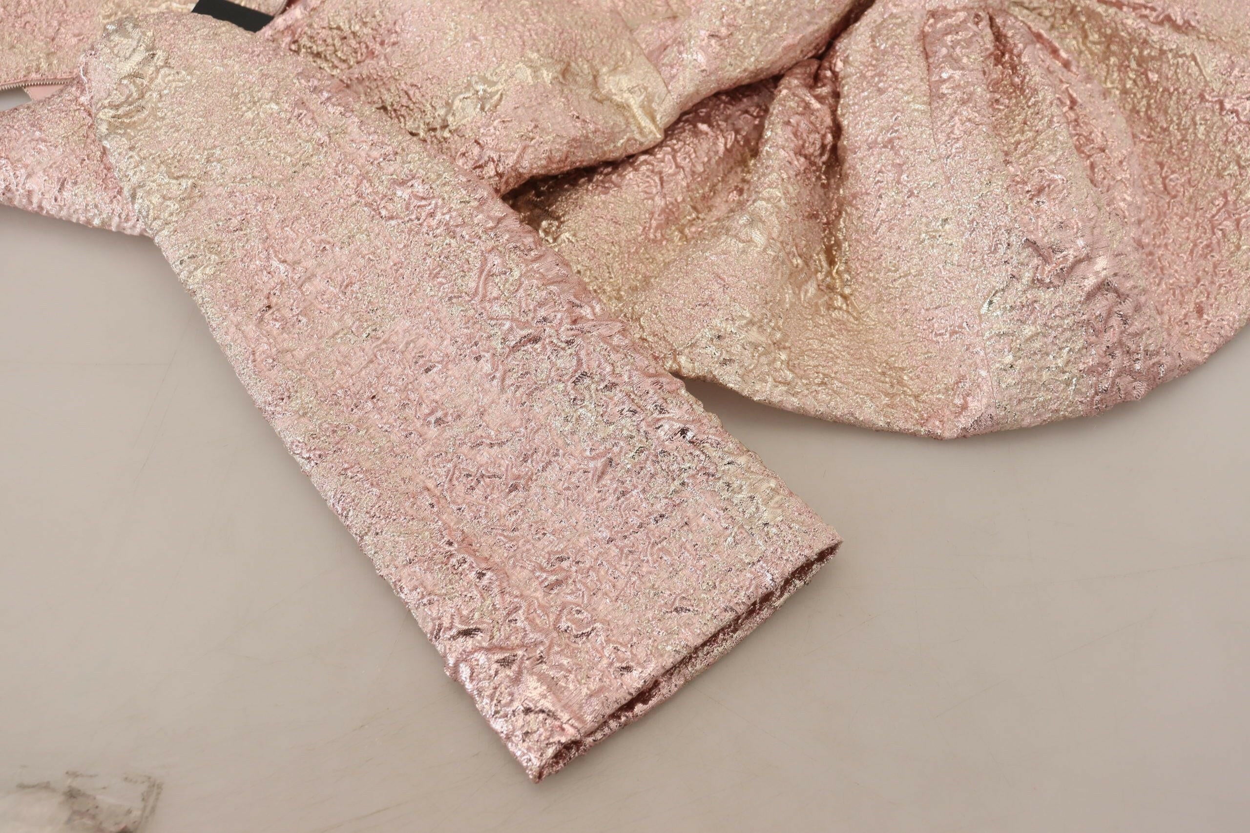 Dolce & Gabbana Pink Jaquard 3/4 Sleeve Sheath Midi Dress.