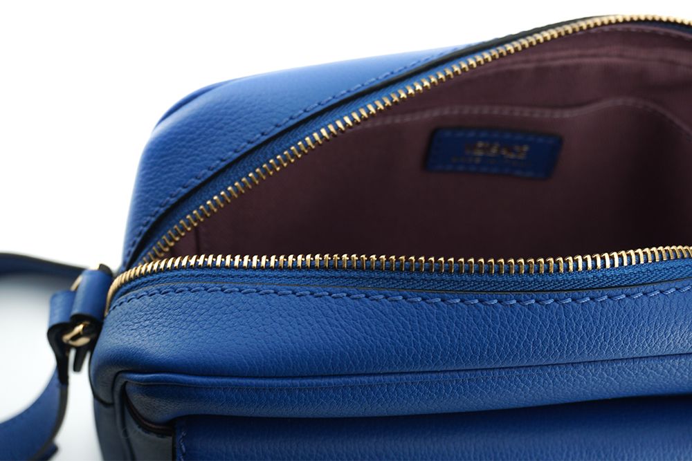 Versace Elegant Blue Calf Leather Camera Case Bag Versace