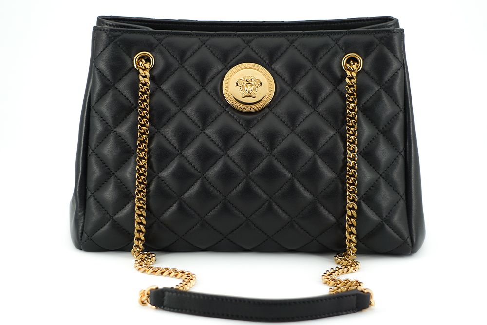 Versace Elegant Quilted Nappa Leather Tote Bag Versace