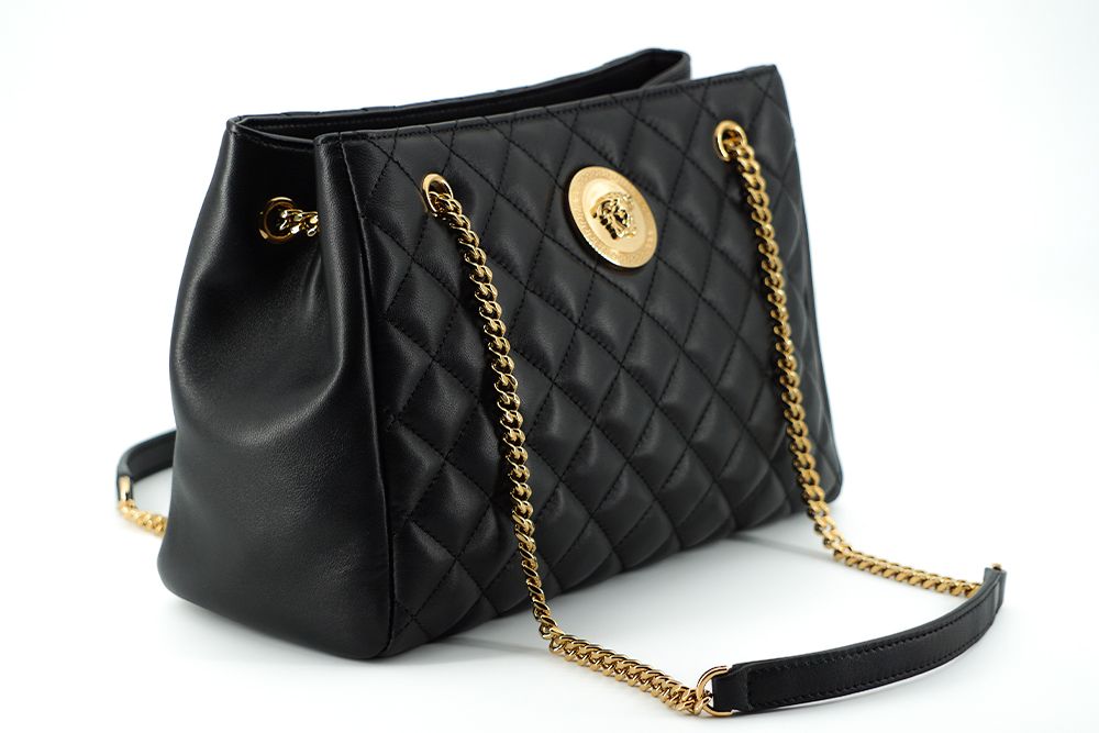 Versace Elegant Quilted Nappa Leather Tote Bag Versace