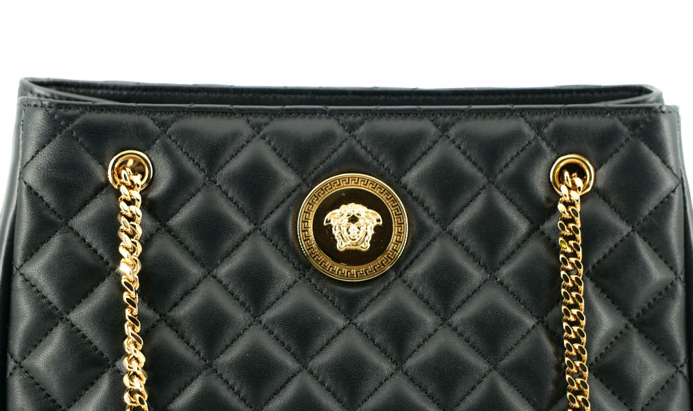 Versace Elegant Quilted Nappa Leather Tote Bag Versace
