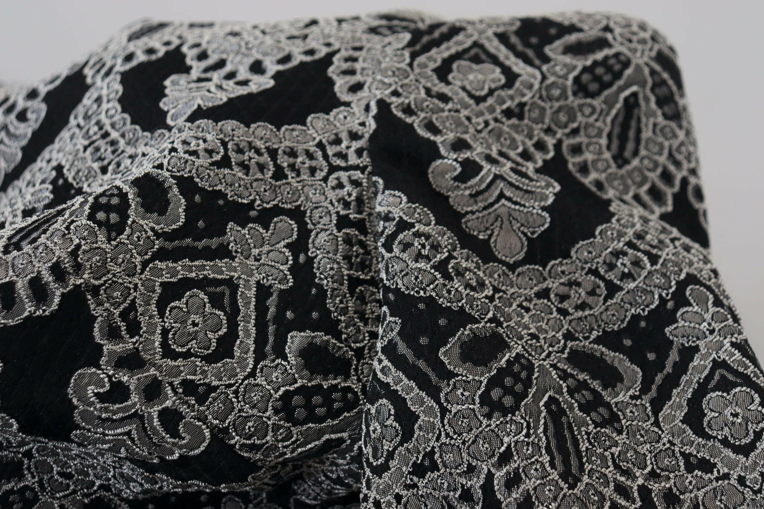 Dolce & Gabbana Black Gray Jacquard Sheath Bodycon Dress.