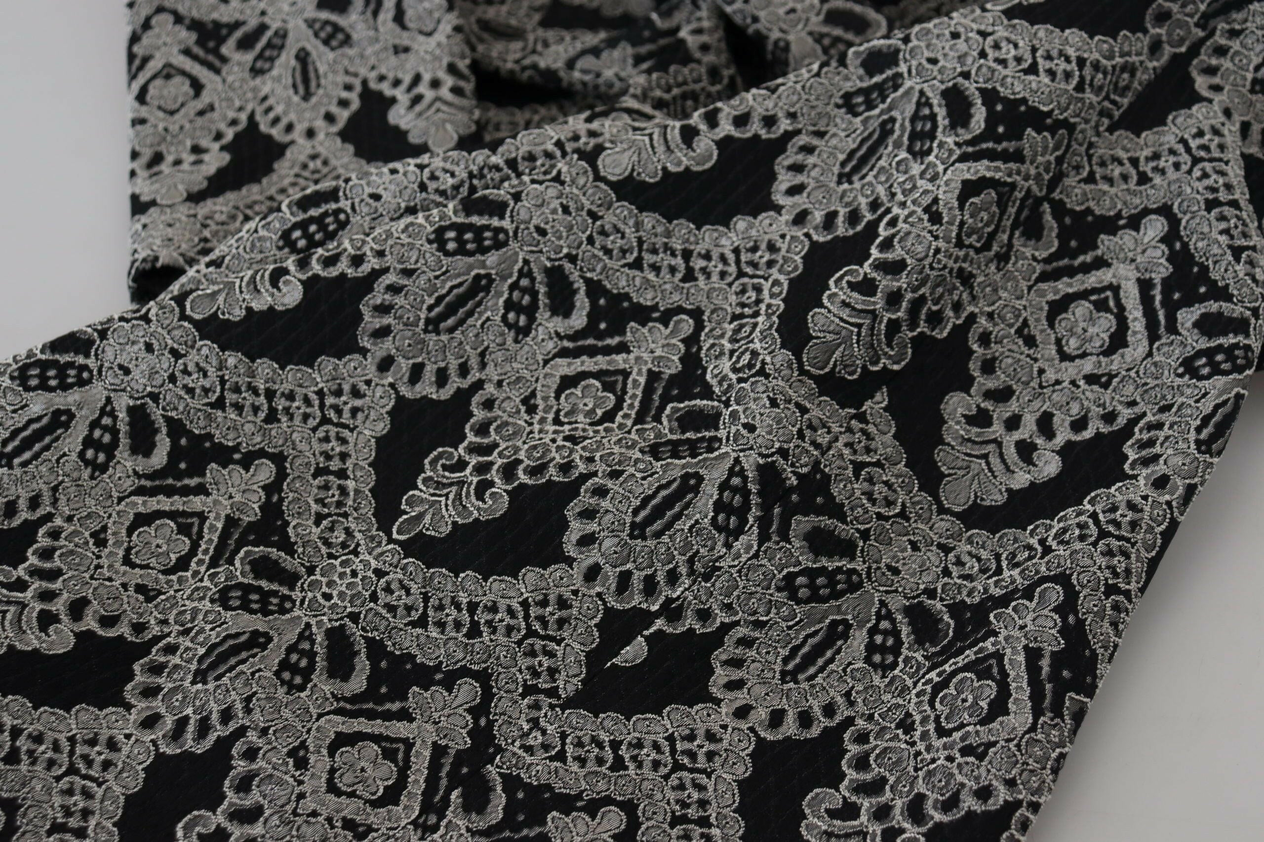 Dolce & Gabbana Black Gray Jacquard Sheath Bodycon Dress.