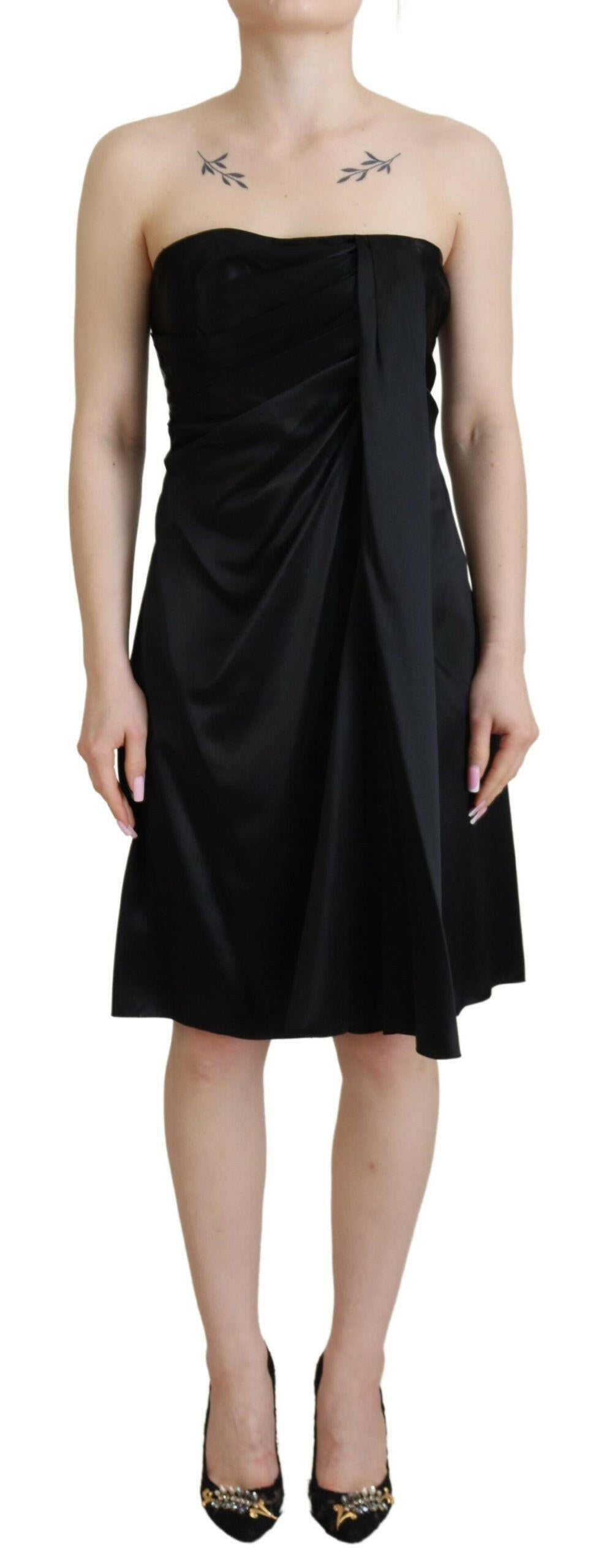 Dolce & Gabbana Black Silk Shift Short Mini Party Dress.