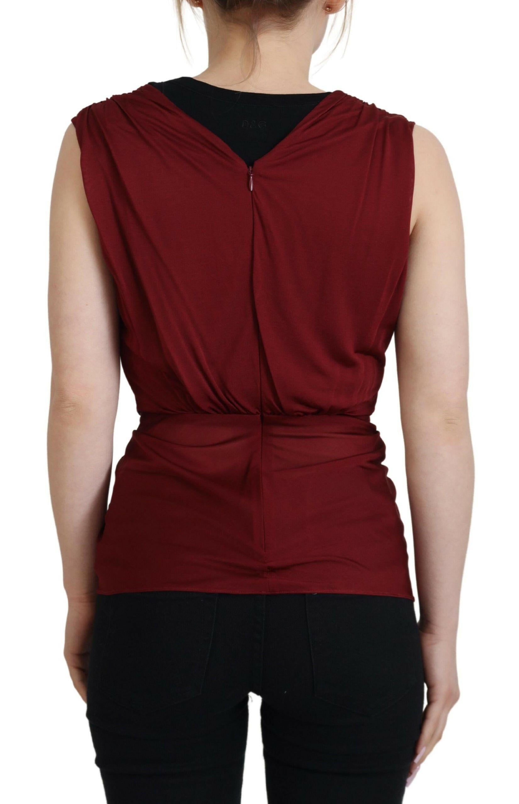 Dolce & Gabbana Bordeaux Silk Stretch Top Vest Blouse.